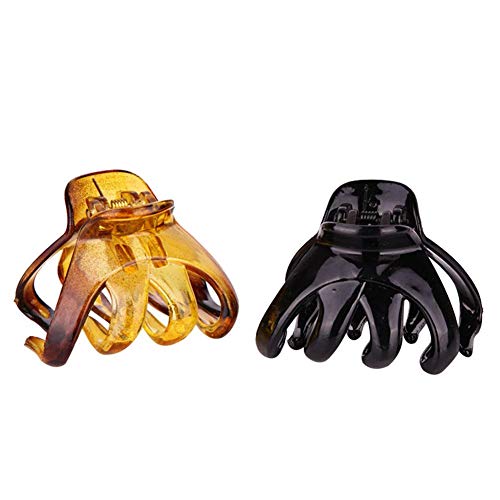6 Pack Medium Large No Slip Hair Claws for Women - Octopus Grip Barrettes for Thick Hair (Brown & Black) | Perfect for Work, Gym & Everyday Hairstyles