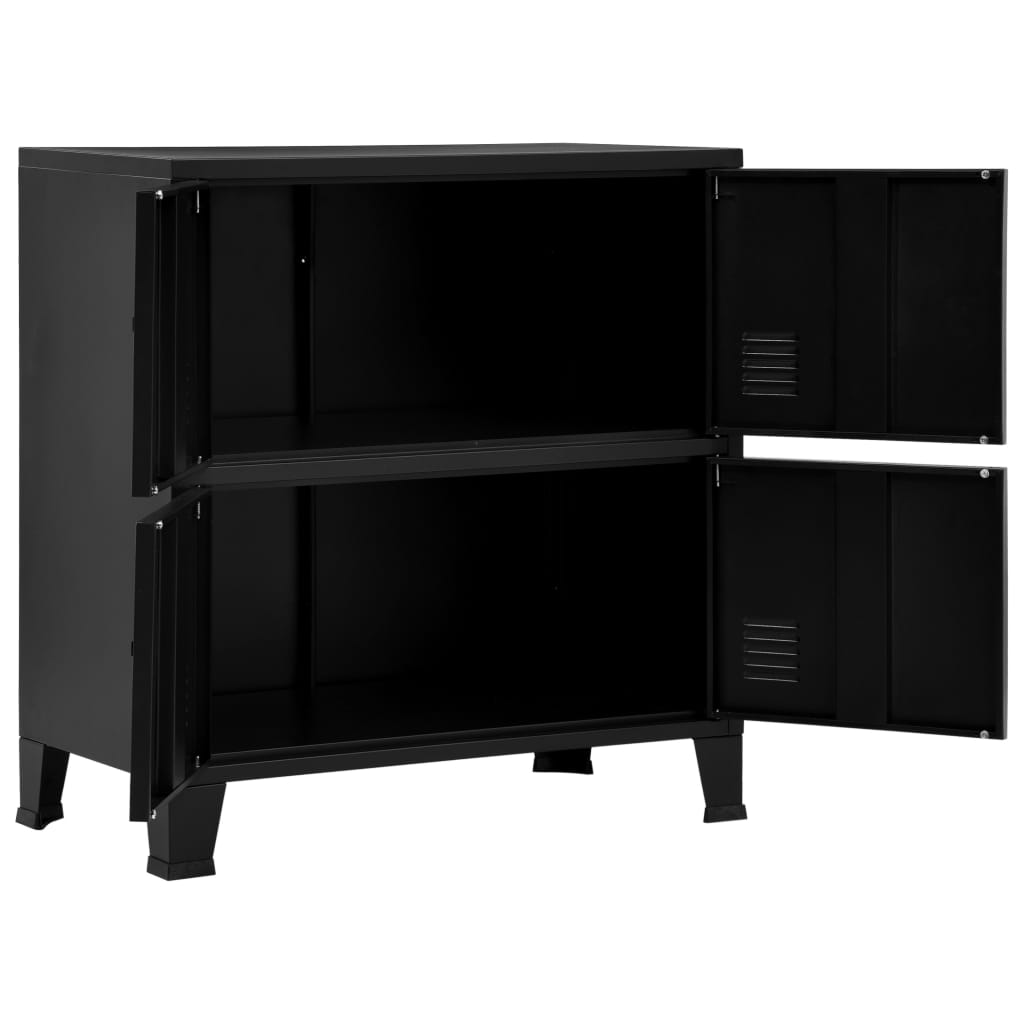 4-Door Black Steel Metal Storage Cabinet - 29.5