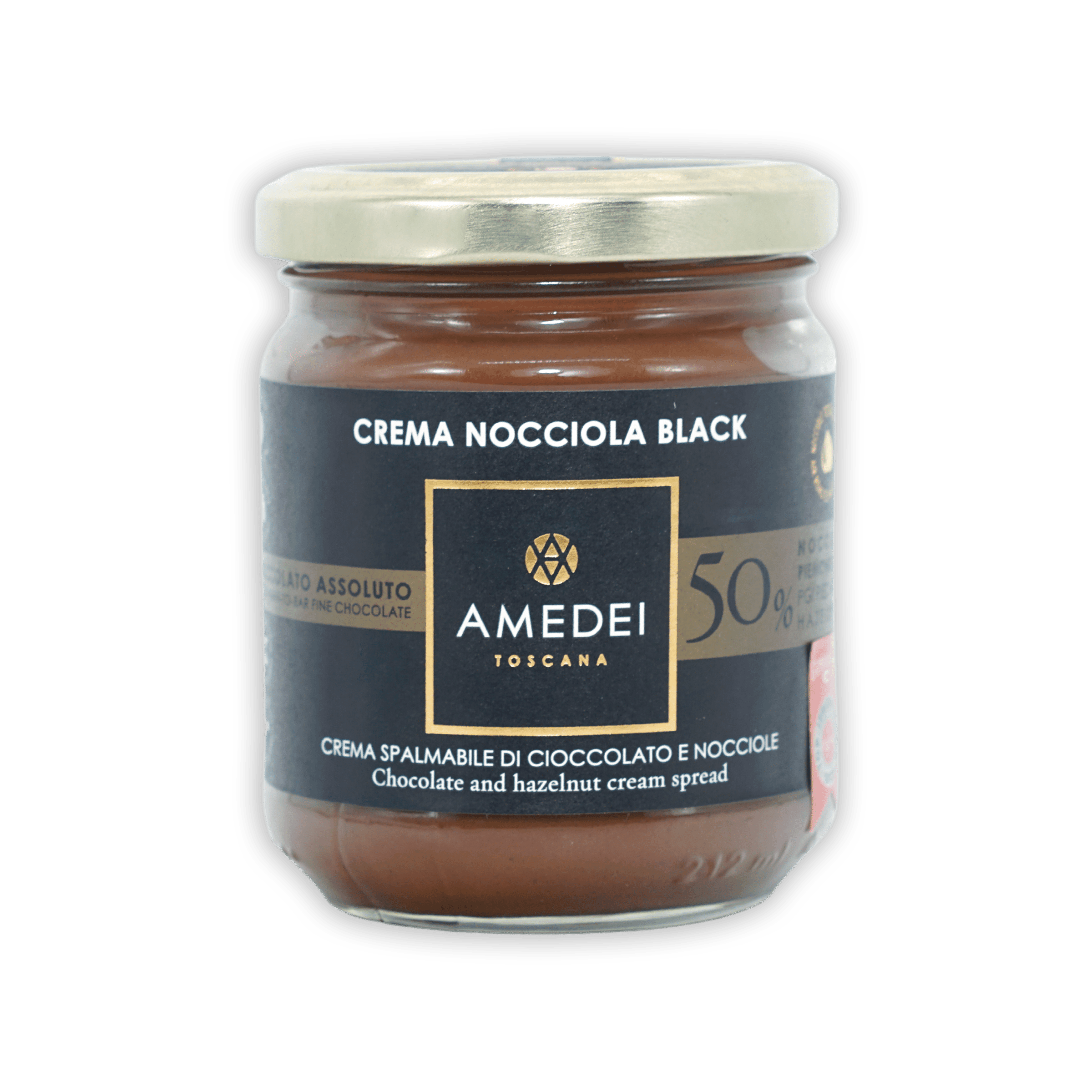 Amedei Crema Nocciola Black - Premium Italian Hazelnut Spread Chocolate 70g - Perfect for Desserts, Breakfast Toast & Gift Giving