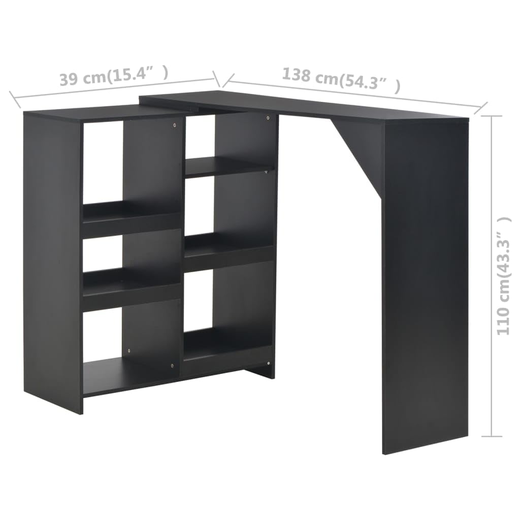 vidaXL Adjustable Bar Table with Movable Shelf - High Height Pub Dining Table for Kitchen, Patio & Outdoor - Multiple Colors Available