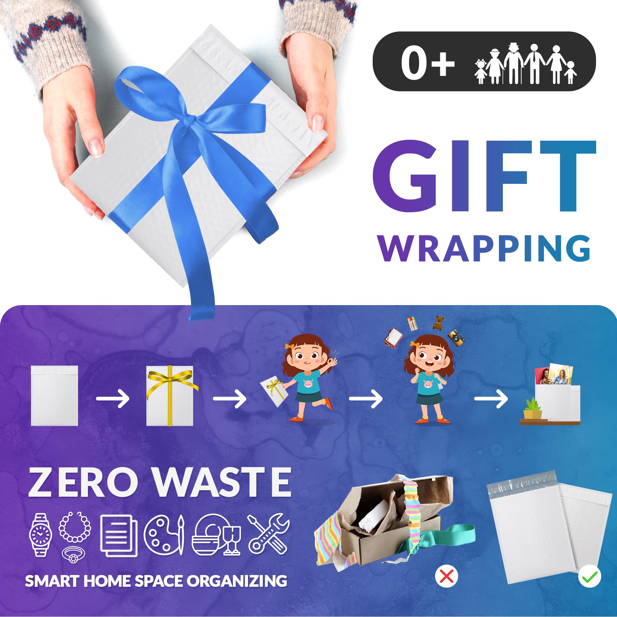ABC 6.5x8.5 Inch White Poly Bubble Mailers - Pack of 250 Waterproof Padded Envelopes for Shipping, Tear-Resistant Mailing Bags - Perfect for Ecommerce, Small Packages & Document Protection