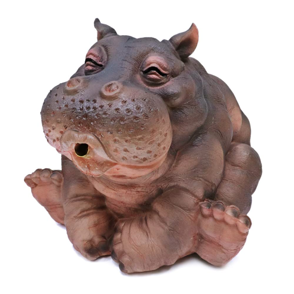 Happy Hippo Baby Decorative Garden Fountain Spitter - Complete Kit with Pump & Tubing for Ponds, Water Features & Outdoor Decor - Perfect for Backyard Landscaping, Patio Decor & Zen Gardens