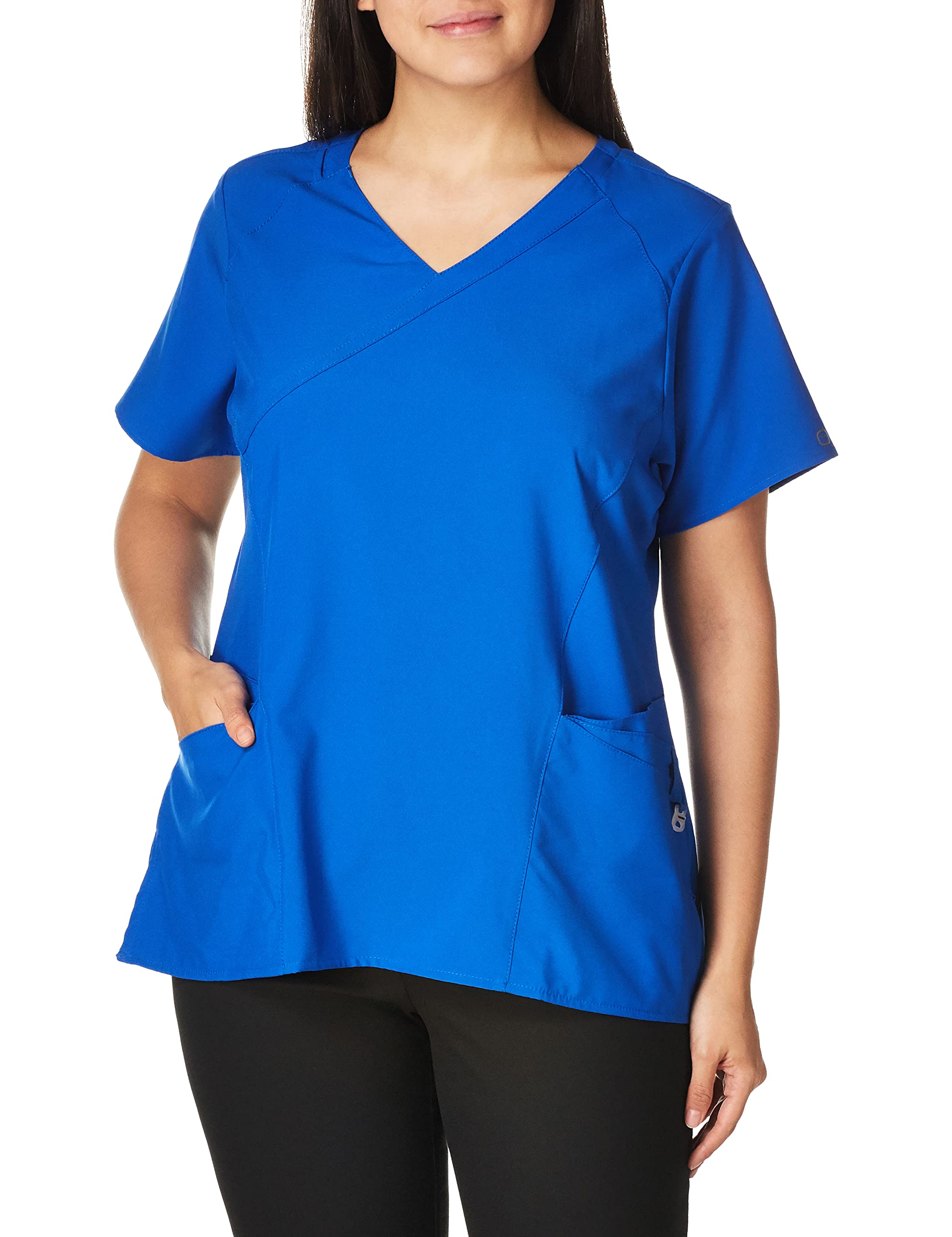 WonderWink Women's Mock Wrap Top Scrub Shirt - Comfortable Medical Uniform for Nurses & Healthcare Professionals - Perfect for Hospital Shifts & Clinical Work