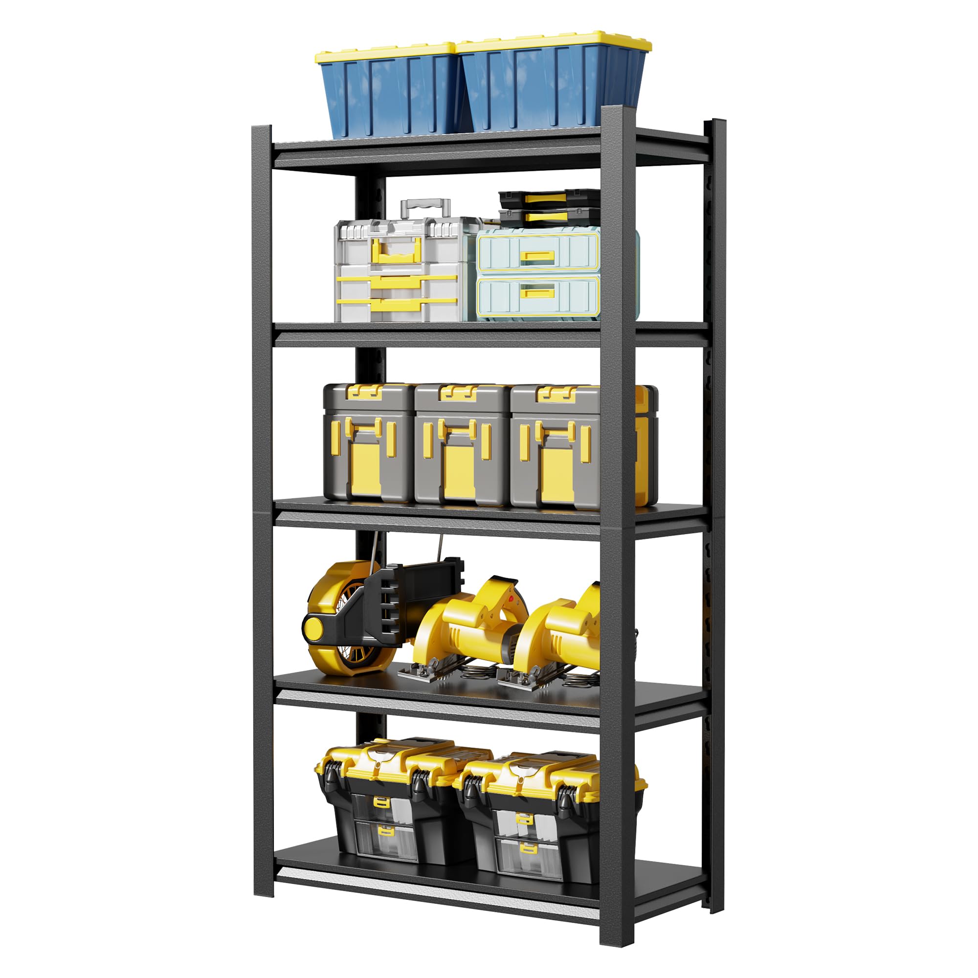 5-Tier Heavy Duty Metal Storage Shelves - 2500 lb Capacity Garage Shelving Unit, Boltless Adjustable Steel Rack for Shed, Basement, Warehouse (18x39x72 Inches) - Perfect for Organizing Tools, Home Storage & Commercial Use