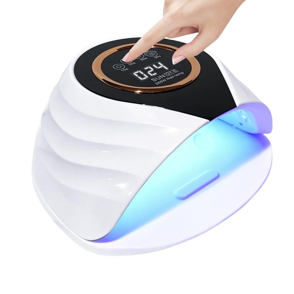 Professional 268W UV LED Nail Lamp - Fast Drying Nail Curing Light with 66 LEDs & Auto Sensor | Portable Handle Design | 5 Timer Settings | Large Space | Perfect for Home Manicures, Salon Nail Art & Gel Polish Drying