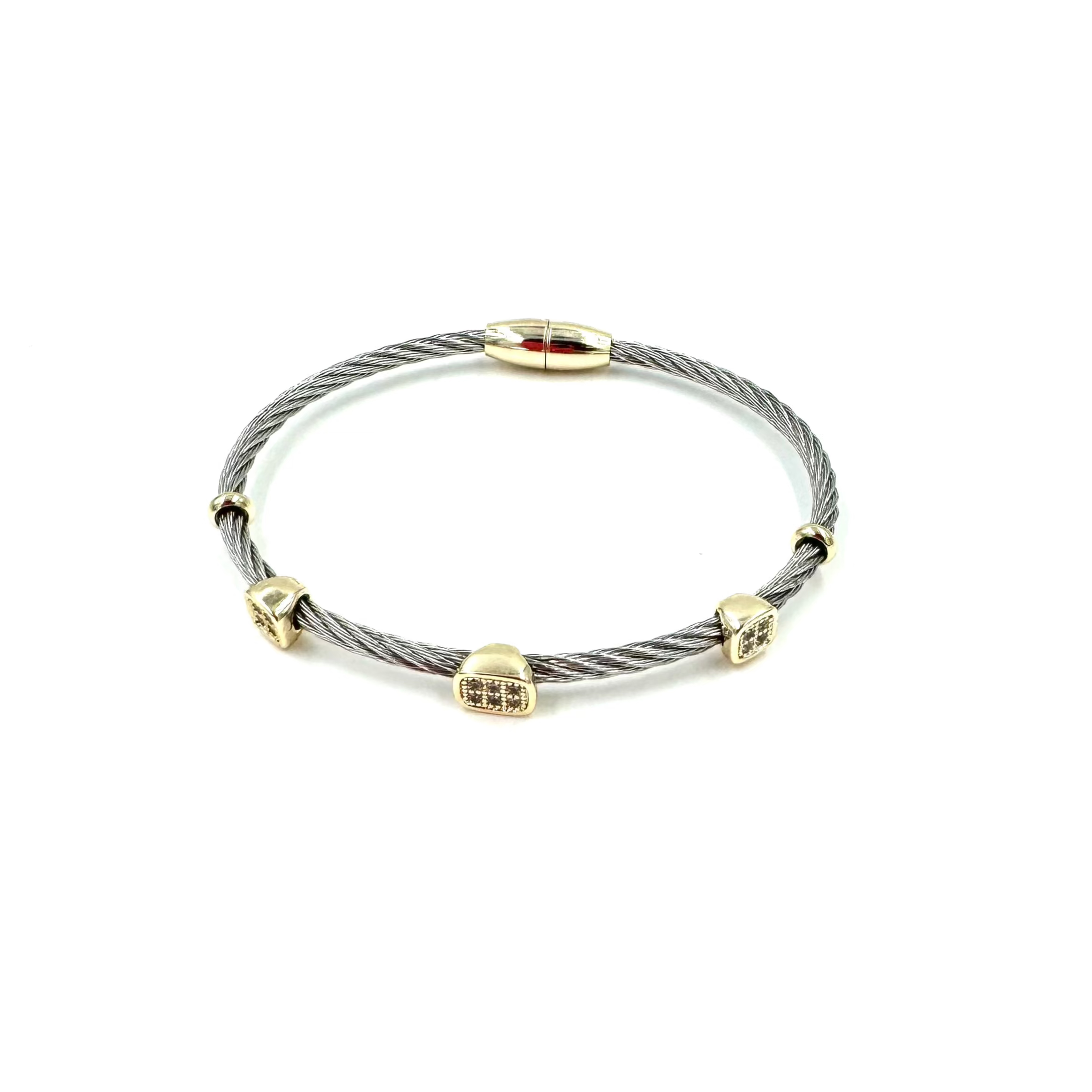 Ashley Gold Stainless Steel Two-Tone 14-Piece CZ Bracelet Set | Fashion Jewelry for Women | Perfect for Parties, Weddings & Everyday Wear