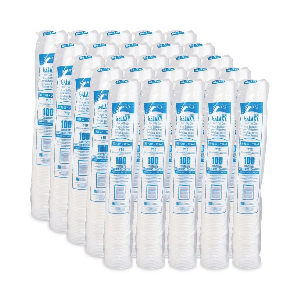 DART Y10 Conex Galaxy 10Oz Polystyrene Cold Cups - 100 Sleeve (25 Sleeves/Carton) - Perfect for Parties, Picnics & Beverage Service