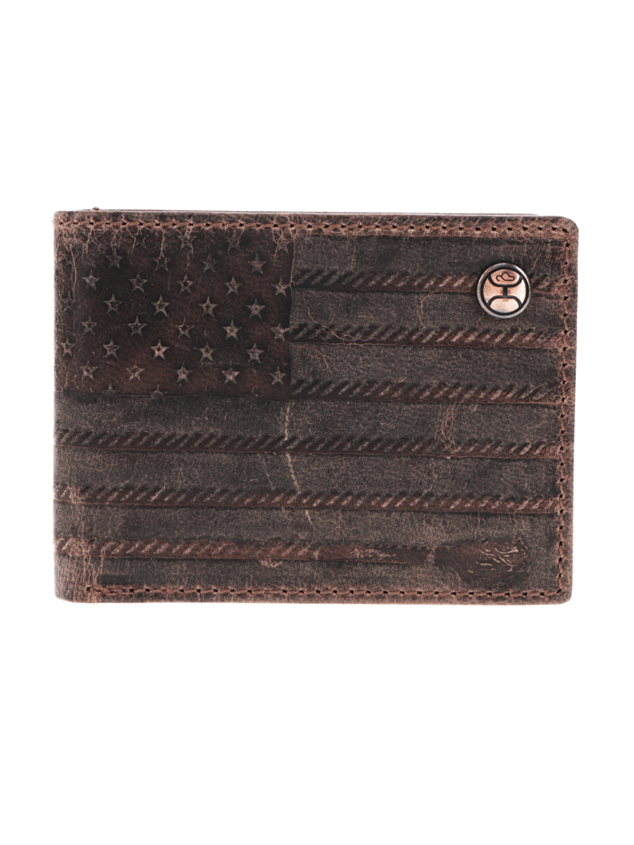 Hooey HFBF003 BRBK Men's Liberty Roper Front Pocket Bifold Leather Wallet - Brown Cowhide RFID Blocking for Everyday Carry & Travel