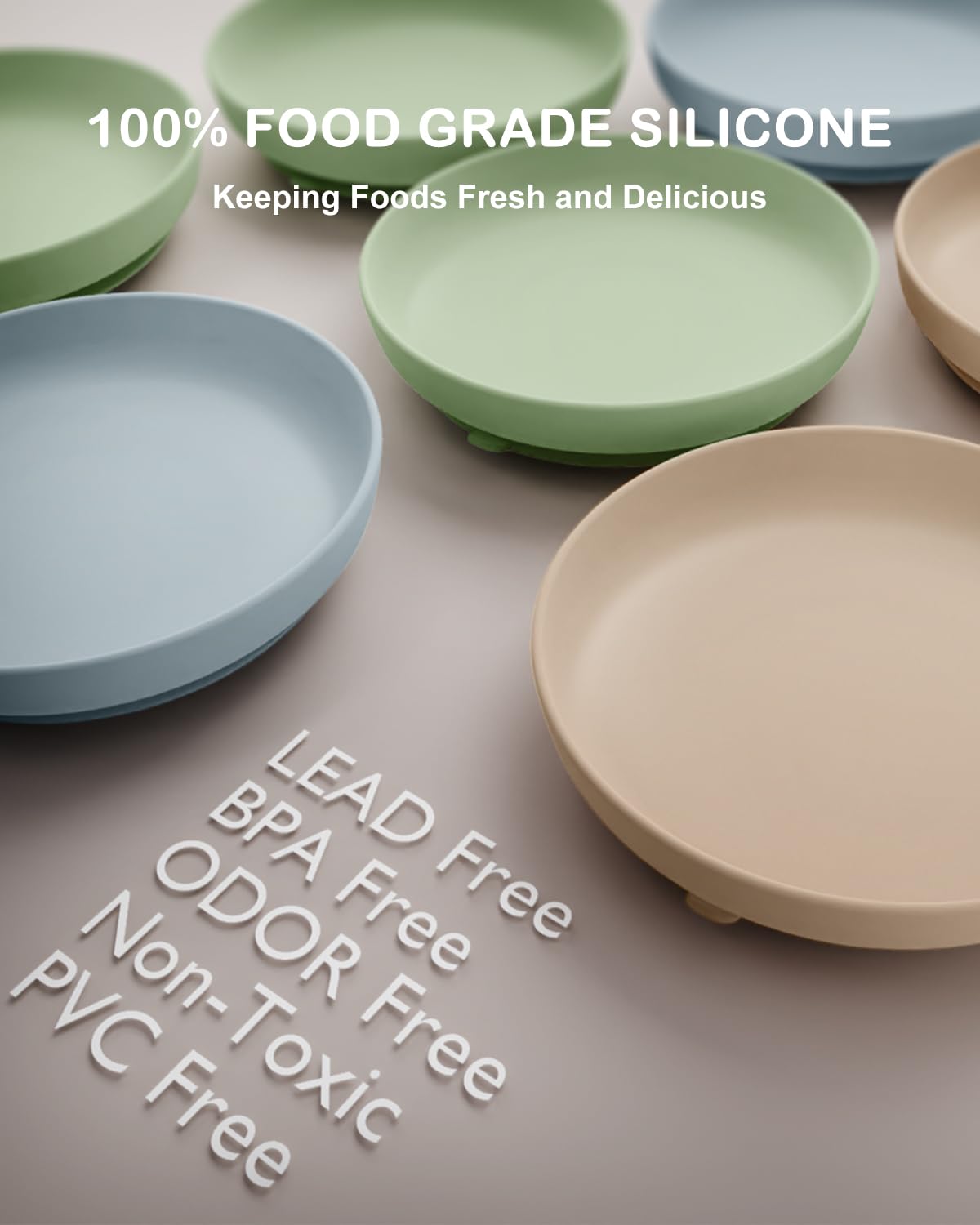 BPA-Free Silicone Suction Plates for Toddlers & Kids (3-Pack) - Non-Slip Baby Dishes with Strong Suction, Microwave & Dishwasher Safe - Perfect for Mealtime, Snacks, and On-the-Go Feeding