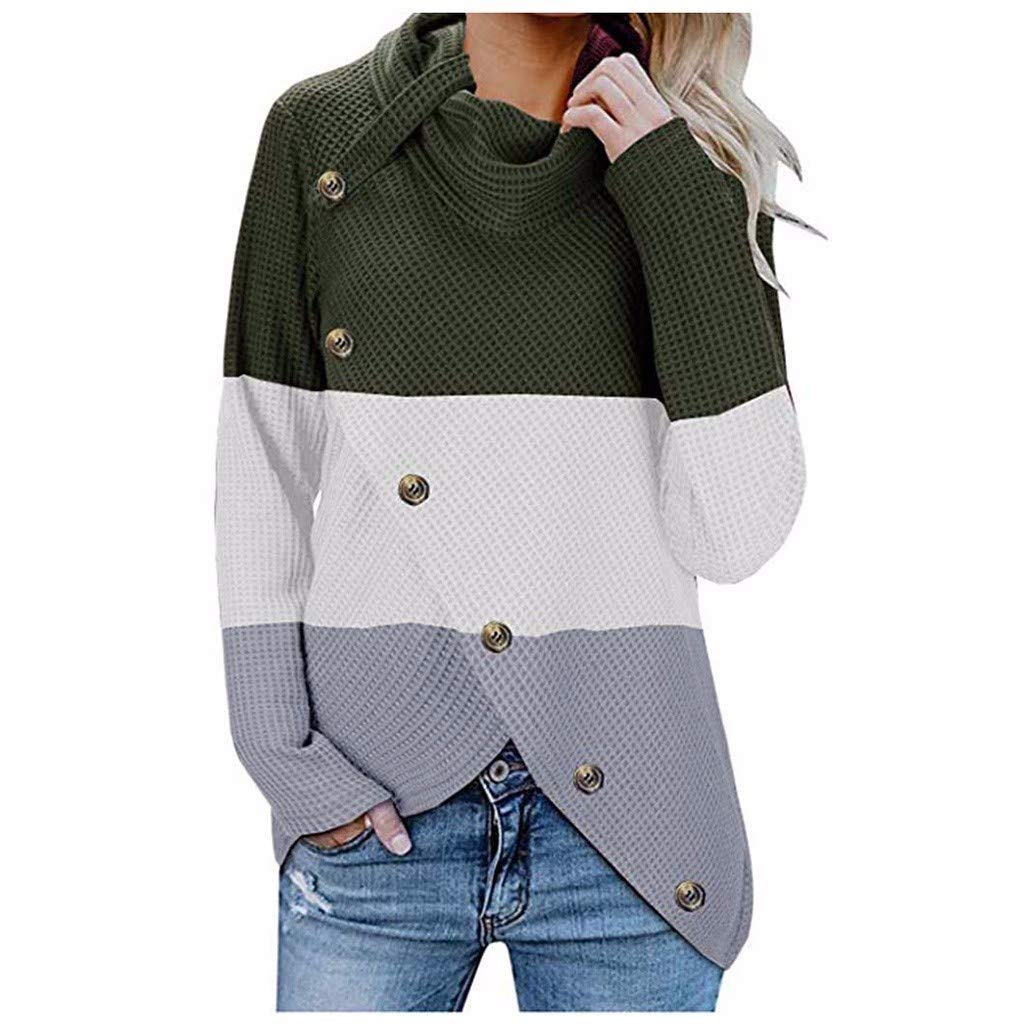 Women's Chunky Knit Turtleneck Sweater Coat - Oversized Button Front Wrap with Asymmetric Hem | Warm Winter Fashion for Casual Outings, Office Wear & Cozy Home Relaxation