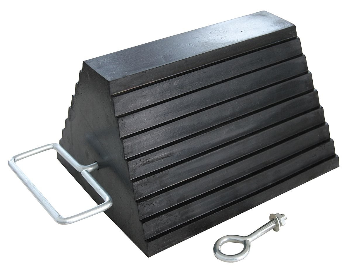 8 Inch Black Wheel Chock - Heavy Duty Rubber Parking Block for Trucks, Trailers, RVs & Boats - Secure Vehicle Stabilization on Slopes & Uneven Surfaces