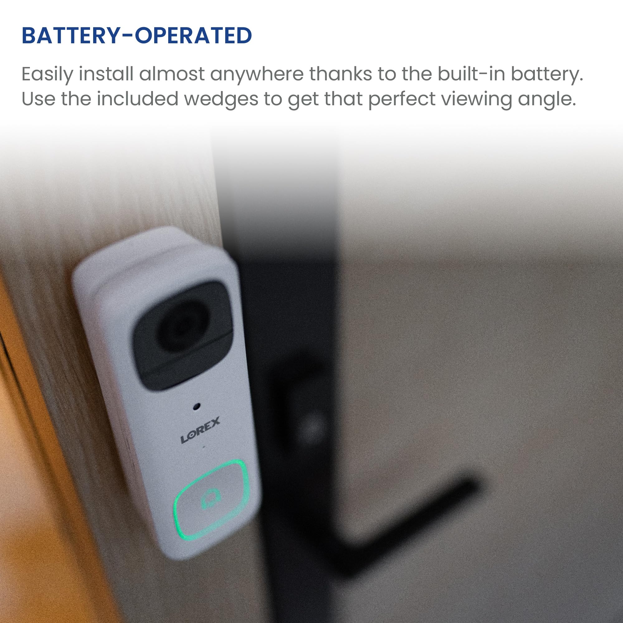 Lorex 2K Wireless WiFi Smart Video Doorbell Camera - No Monthly Fee, Night Vision, Battery Powered, Motion Detection, Black - Secure Your Home with Smart Monitoring for Front Door & Package Delivery