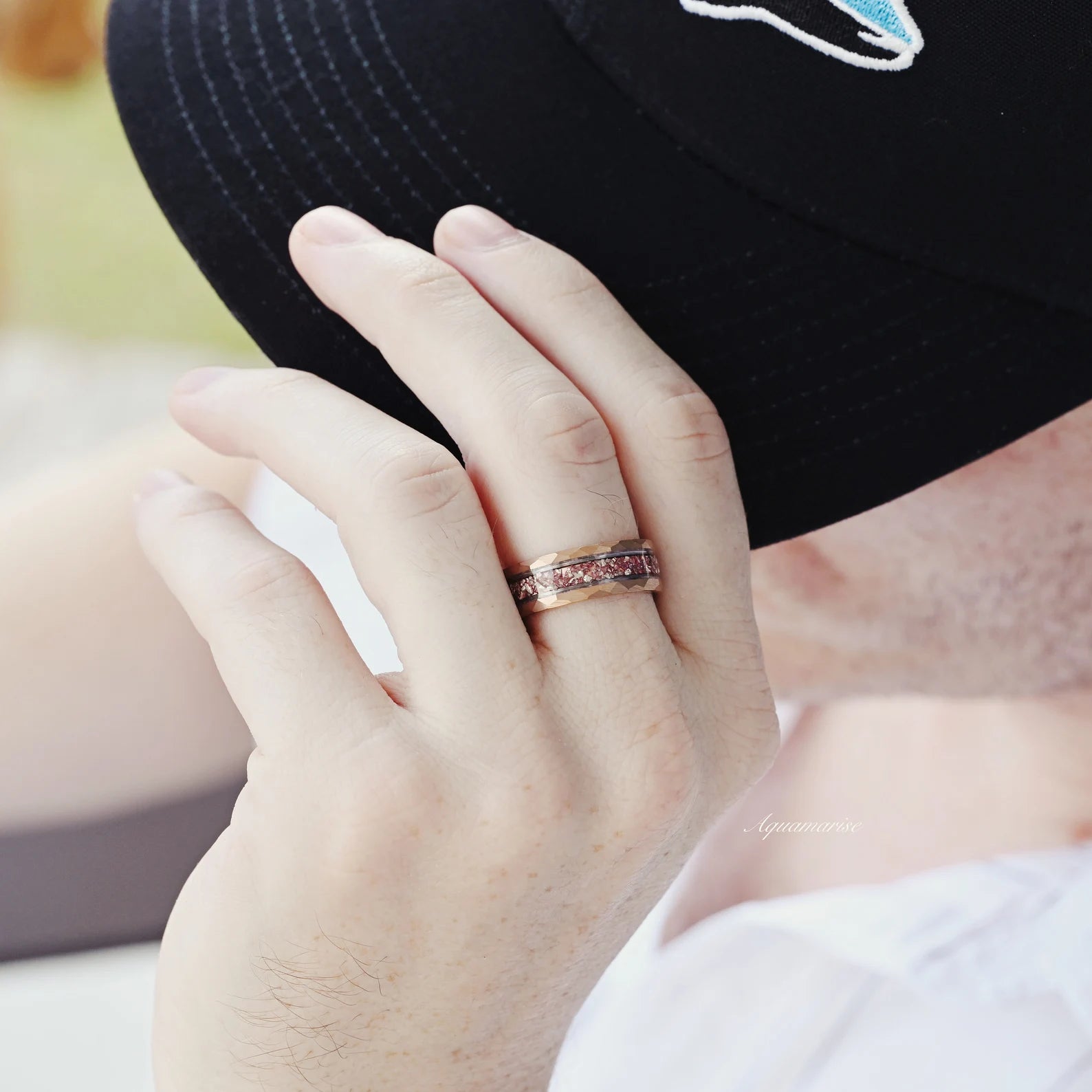 Skye Kite™ Morganite Couples Ring - 14K Rose Gold Wedding Band for Women & Men, Romantic Anniversary Gift for Couples, Perfect for Engagement, Valentine's Day & Special Occasions