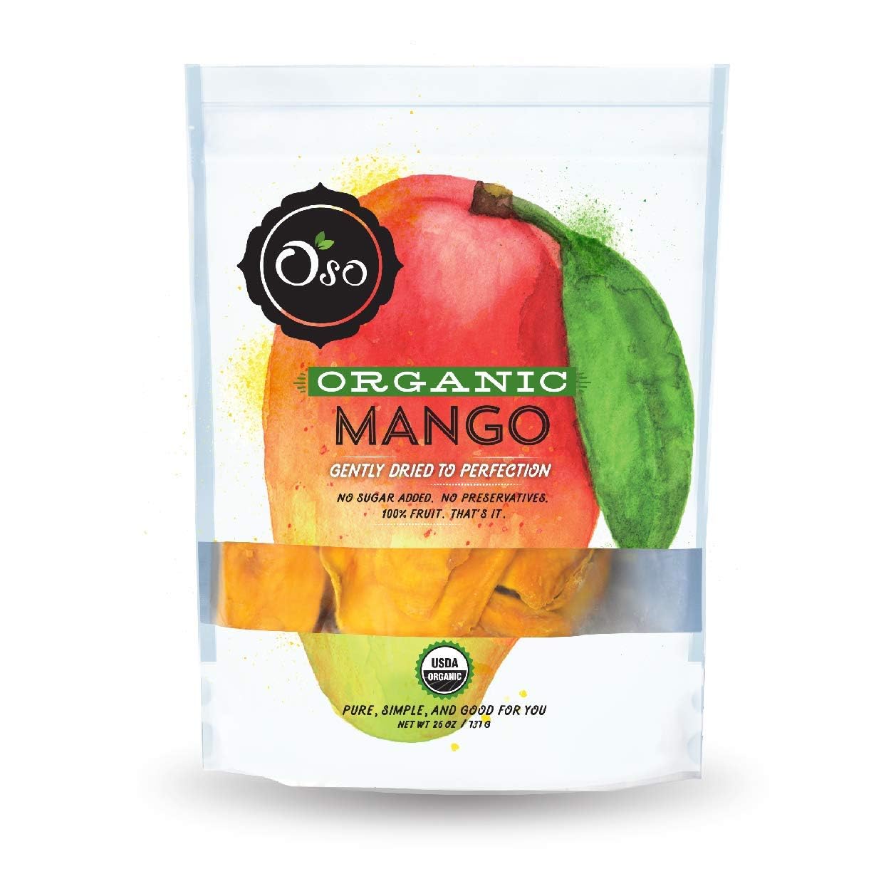 Organic Dried Mango Slices by Oso Snacks | Premium Quality, No Added Sugar, No Preservatives | Large Chunks, 26oz Bag | Healthy Snack for Kids, Hiking & Office