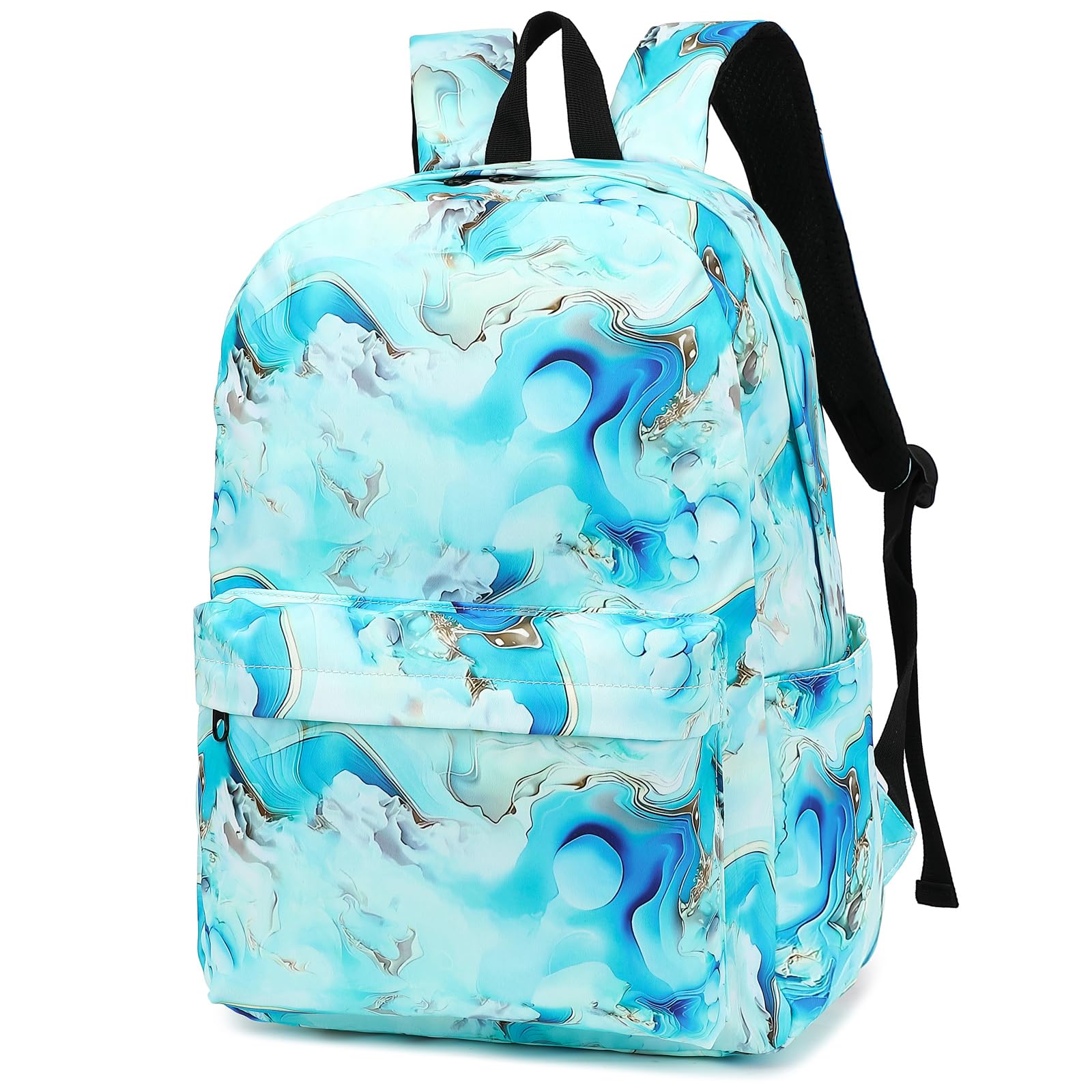 Stylish Marble Print Backpack for Girls & Women - Durable School Bag, College Bookbag & Laptop Backpack for Teens & Adults (Green) - Perfect for School, Work, Travel & Daily Commute