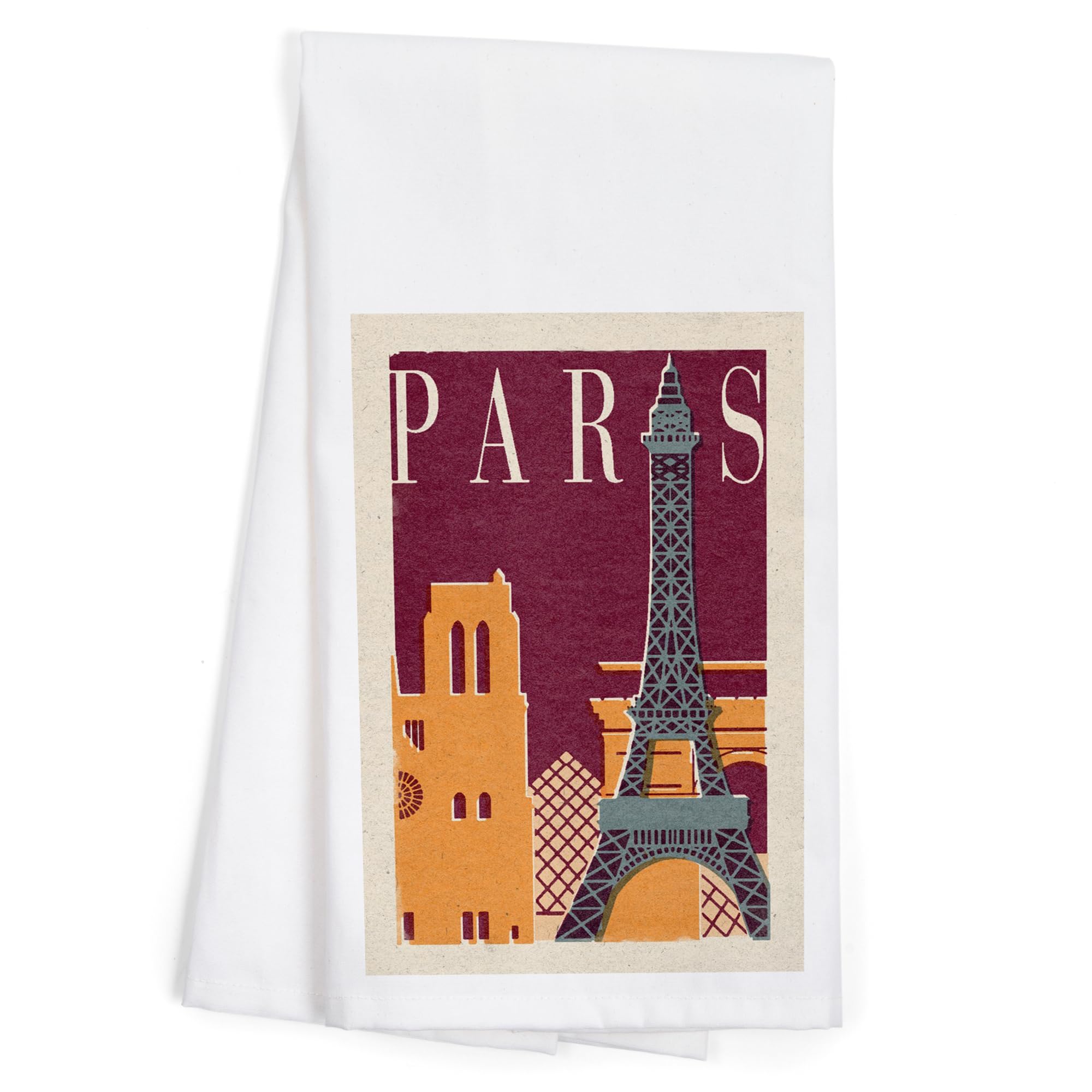 Lantern Press Paris Woodblock Tea Towel - 100% Cotton Decorative Hand Towel for Kitchen & Home | Perfect for Cooking, Dish Drying & Farmhouse Decor