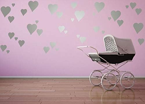 97pcs Silver Heart Wall Decals - DIY Nursery, Bedroom & Kids Room Wall Stickers for Home Decor | Perfect for Valentine's Day, Wedding & Romantic Room Decoration
