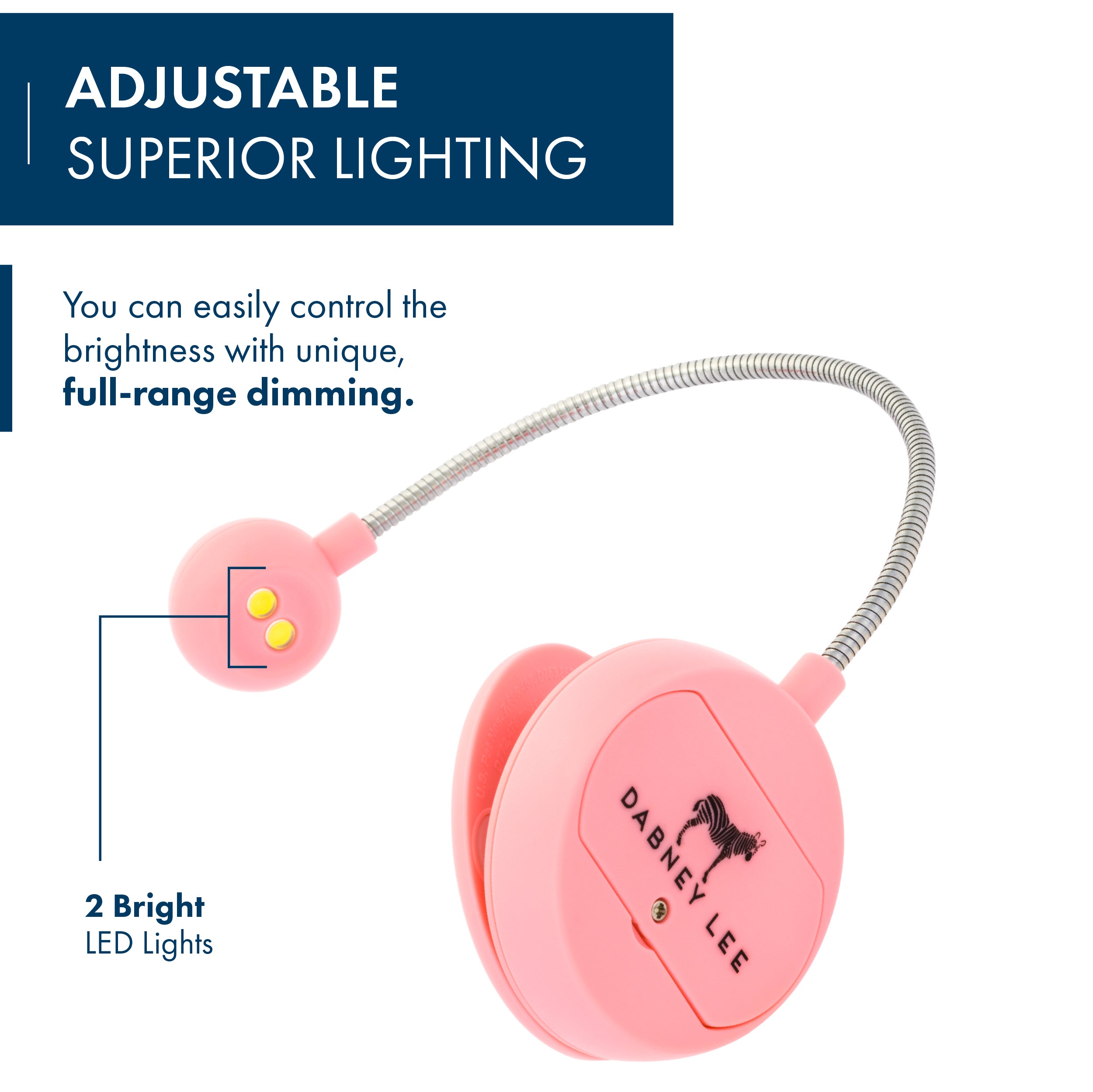 Dabney Lee Rechargeable LED Book Light for Reading in Bed - Adjustable Brightness, Eye Protection, Perfect for Night Reading, Studying, and Travel