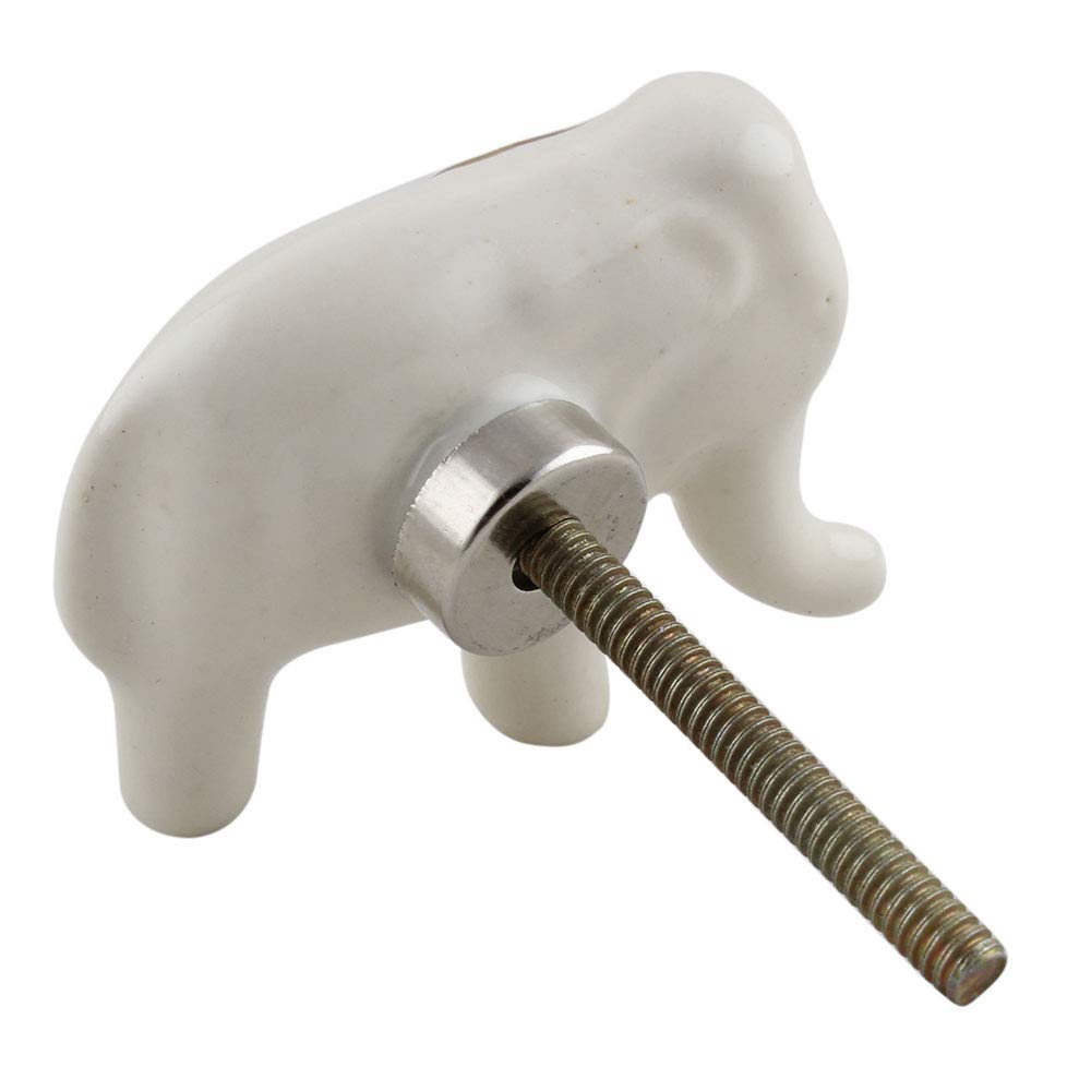 Premium 6-Piece Elephant Ceramic Drawer Knobs - Elegant Cream Kitchen Cabinet Hardware & Dresser Pulls for Home Décor - Perfect for Cabinets, Dressers, and Furniture Upgrades