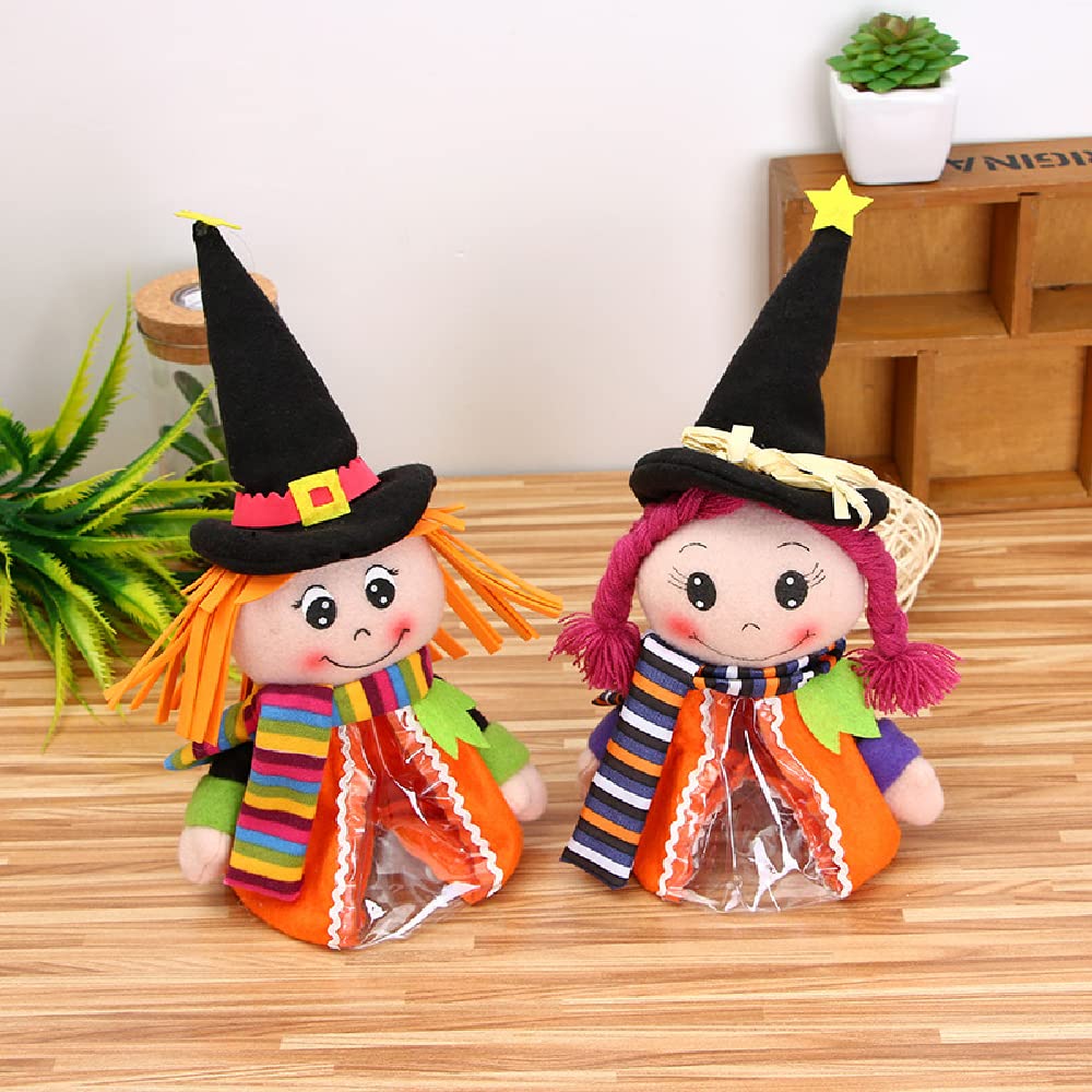 Quenny Halloween Decorations - Cartoon Pumpkin Doll Candy Gift Bags with Zipper, Orange Hair Pumpkin Doll Party Favors for Trick or Treat, Halloween Parties & Home Decor