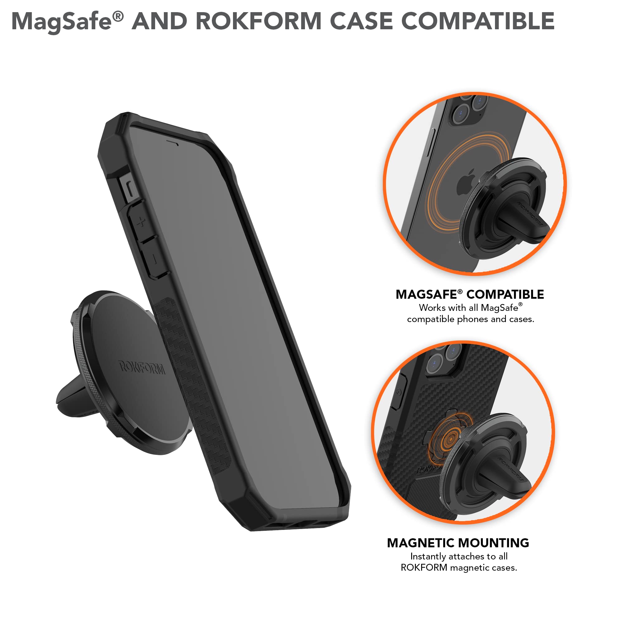 Rokform Rugged Case for iPhone 13 Pro Max with Super Grip Dual Magnet Car Mount - Heavy Duty Protective Phone Cover for Truck, Van & SUV - Perfect for Off-Roading, Construction & Outdoor Adventures