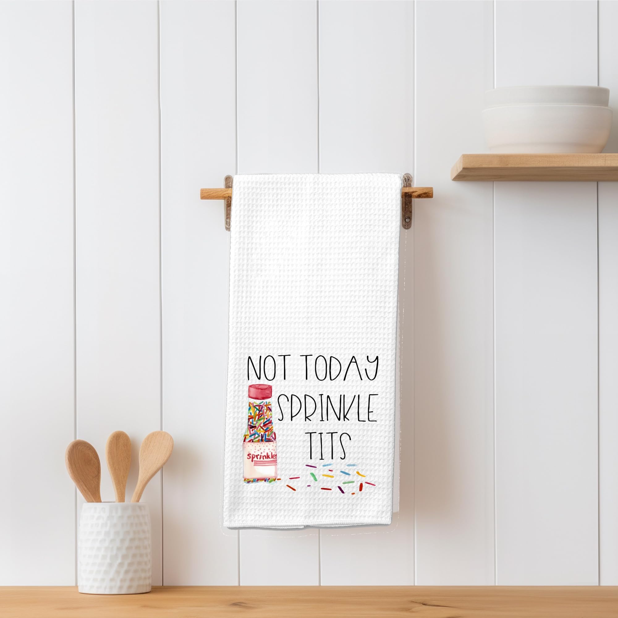 Funny Kitchen Tea Towel - 'Not Today, Sprinkle Tits' Microfiber Dish Towel for Baking & Cooking | Humorous Gift for Women, Bakers & Foodies | Perfect for Kitchen Decor, Housewarming & Bridal Showers