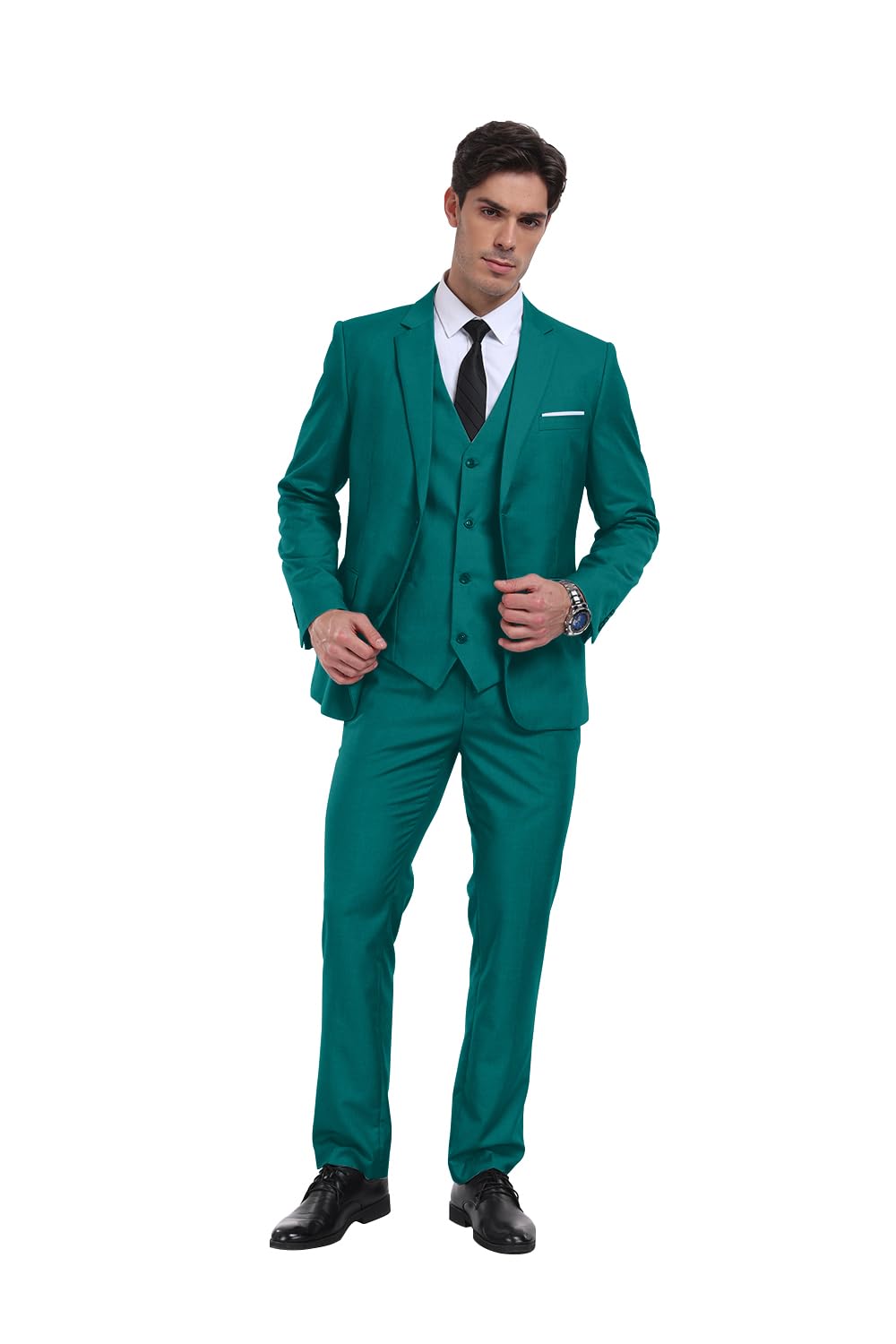 3-Piece Slim Fit Men's Suits for Wedding, Prom & Formal Events - Notched Lapel Tuxedo Jacket with Pants & Vest Set - Perfect for Groomsmen, Business Meetings & Special Occasions