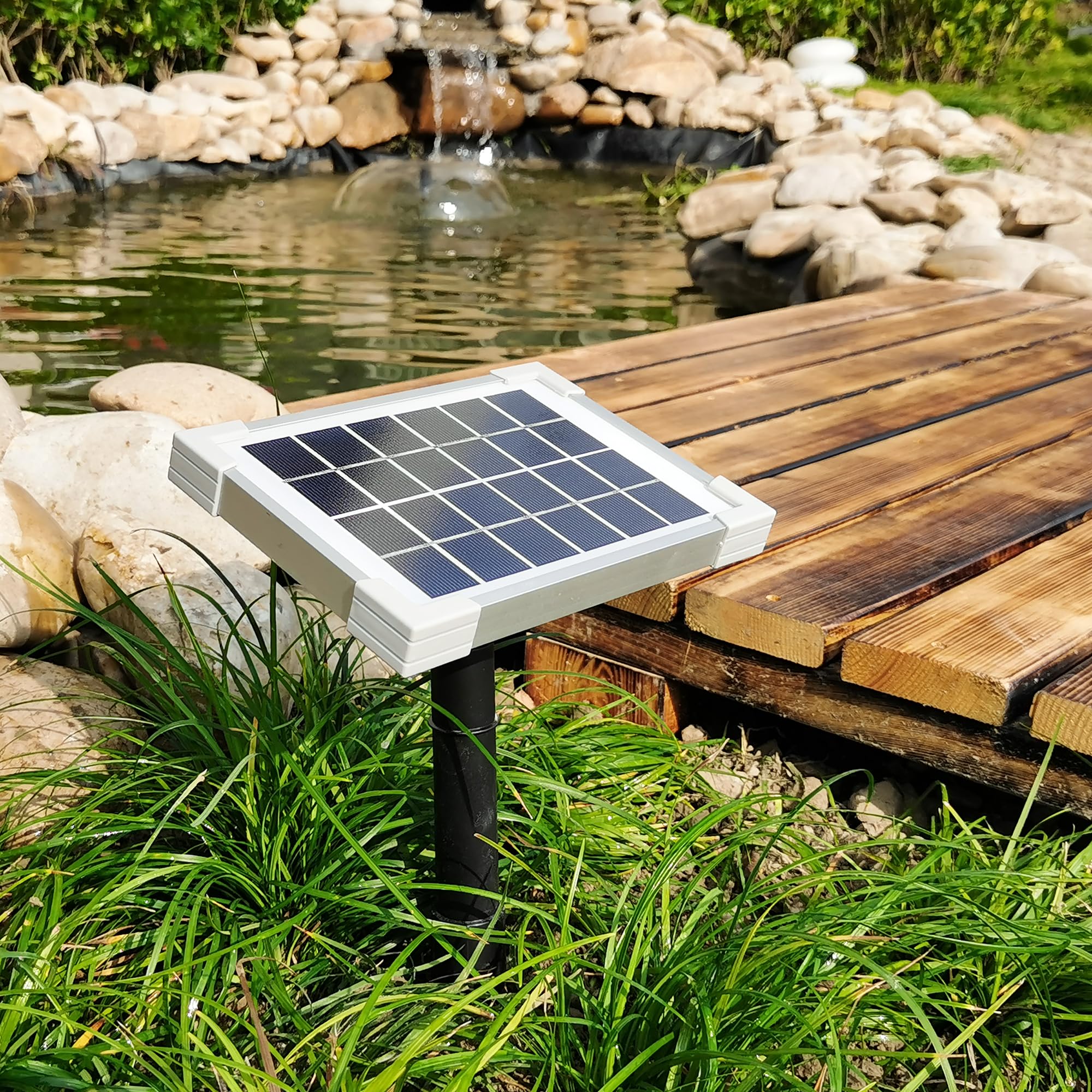AEO Solar Powered Air Pump Kit with 2 Airstones, 22GPH Air Pump & 2.5W Solar Panel for Fish Pond, Aquaculture, Hydroponics - Ideal for Outdoor Fish Tanks, Garden Ponds, and Hydroponic Systems