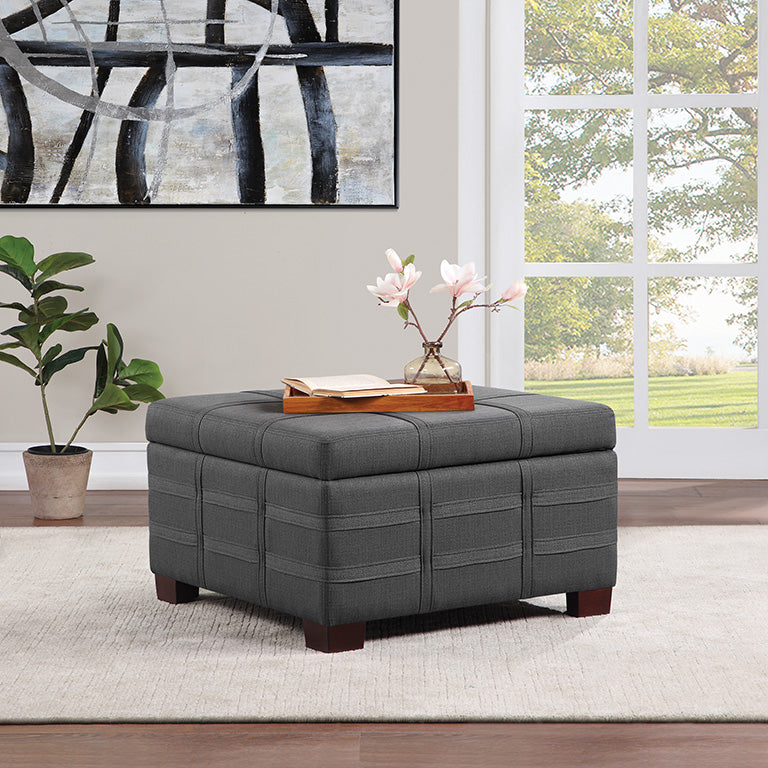 Office Star Ave Six Detour Strap Ottoman - Faux Leather Footrest Stool with Adjustable Straps [DTR3030S] - Perfect for Living Room, Bedroom & Office Comfort