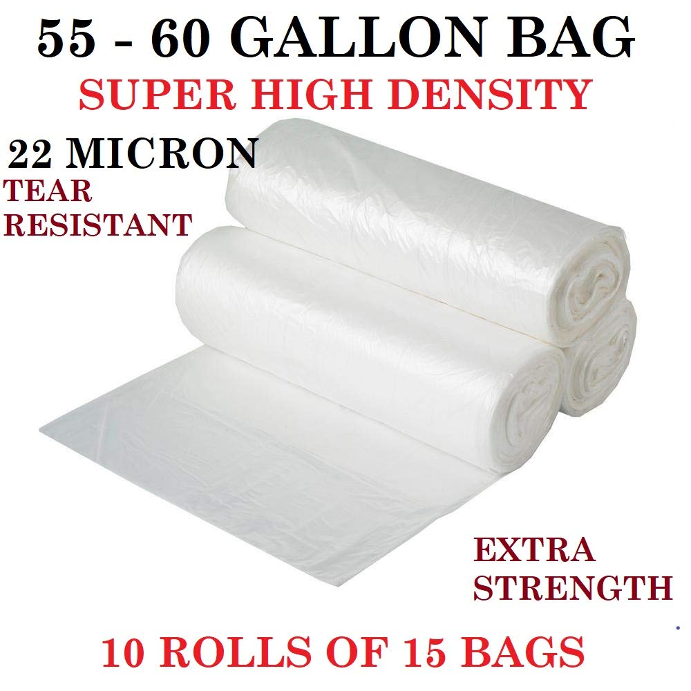 Clear Heavy Duty Trash Bags 55-60 Gallon, 38