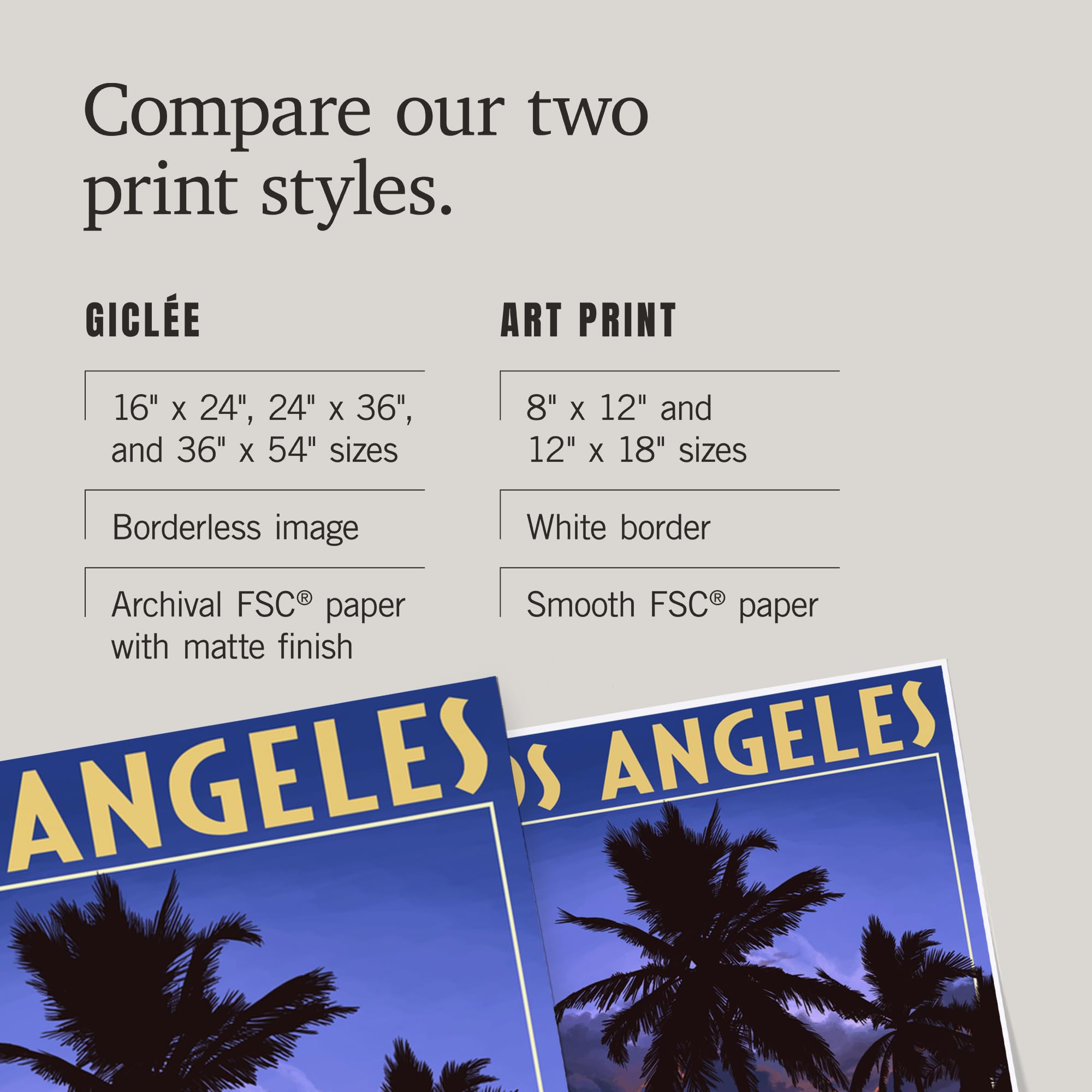 Lantern Press 16x24 Inch Giclee Art Print - Los Angeles California Sunset with Palm Trees Wall Decor | Perfect for Living Room, Bedroom & Office