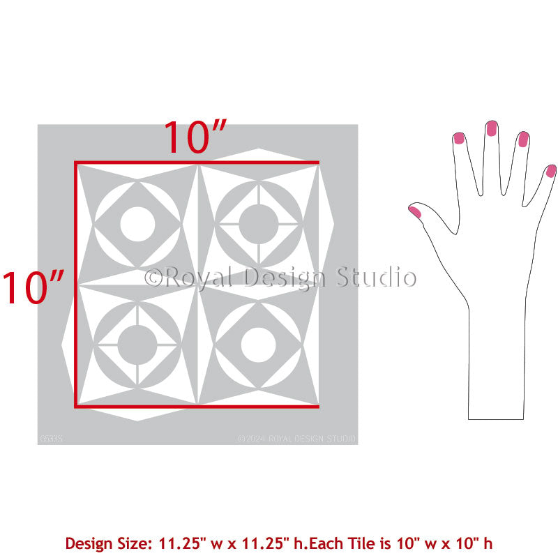 Inside Out Small Tile Stencil - DIY Mosaic Tile Stencils for Home Decor, Bathroom & Kitchen Backsplash - Reusable Wall & Floor Tile Painting Template