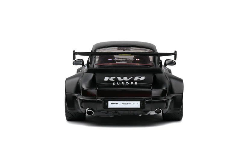 1:18 Scale Solido Porsche 911 (964) RWB Darth Vader Diecast Model Car - Matte Black Finish | Collectible Display Piece for Car Enthusiasts & Home Office Decor