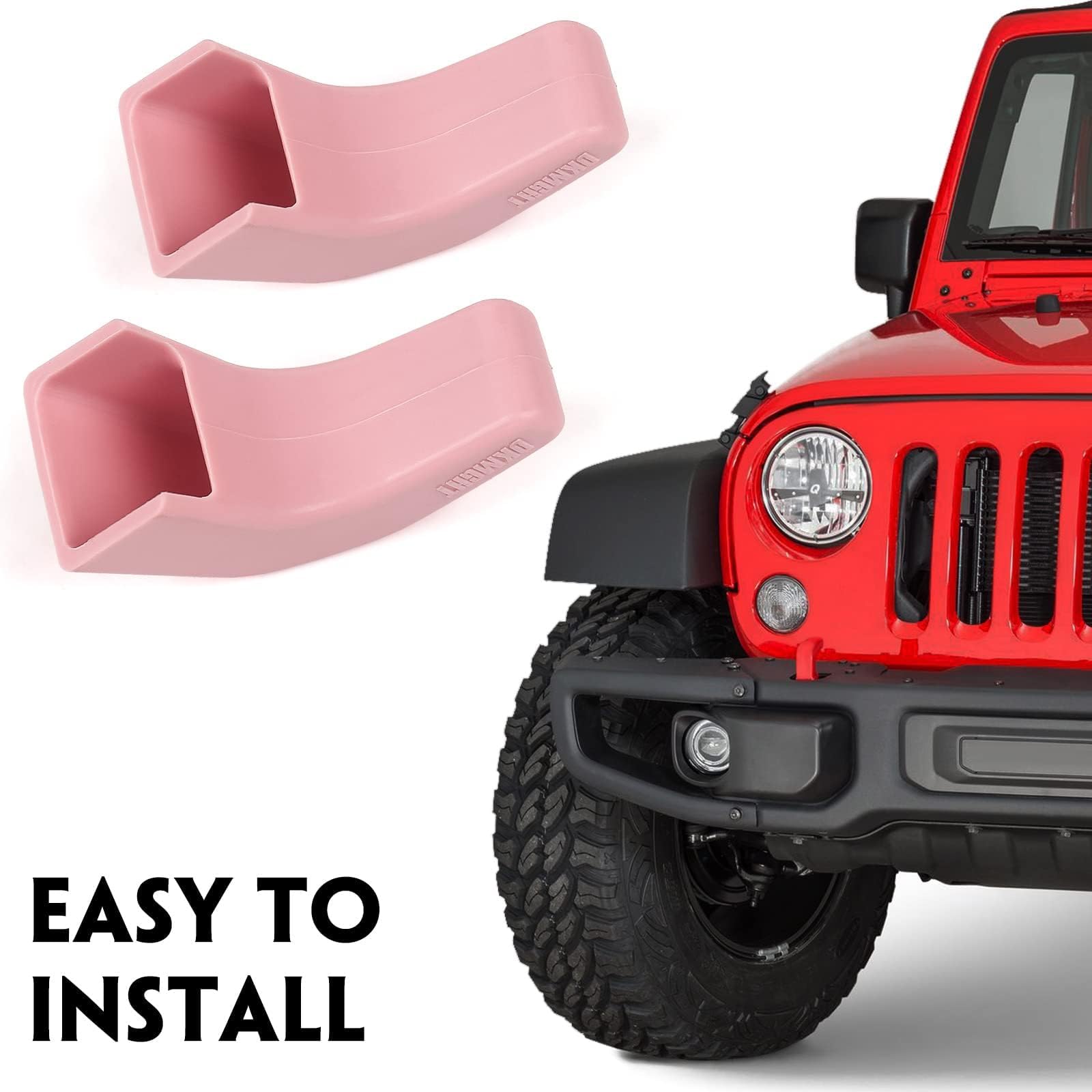 Pink Bumper Tow Hook Covers for Jeep Wrangler JK JL Gladiator TJ (2007-2022) - 2PC Protective Accessories | Off-Road Style Upgrade & Rust Prevention