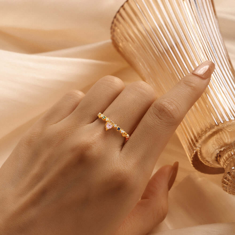 Love Heart Bow Stackable Ring | R515 | Elegant & Dainty Jewelry for Women | Perfect for Valentine's Day, Anniversary & Everyday Wear
