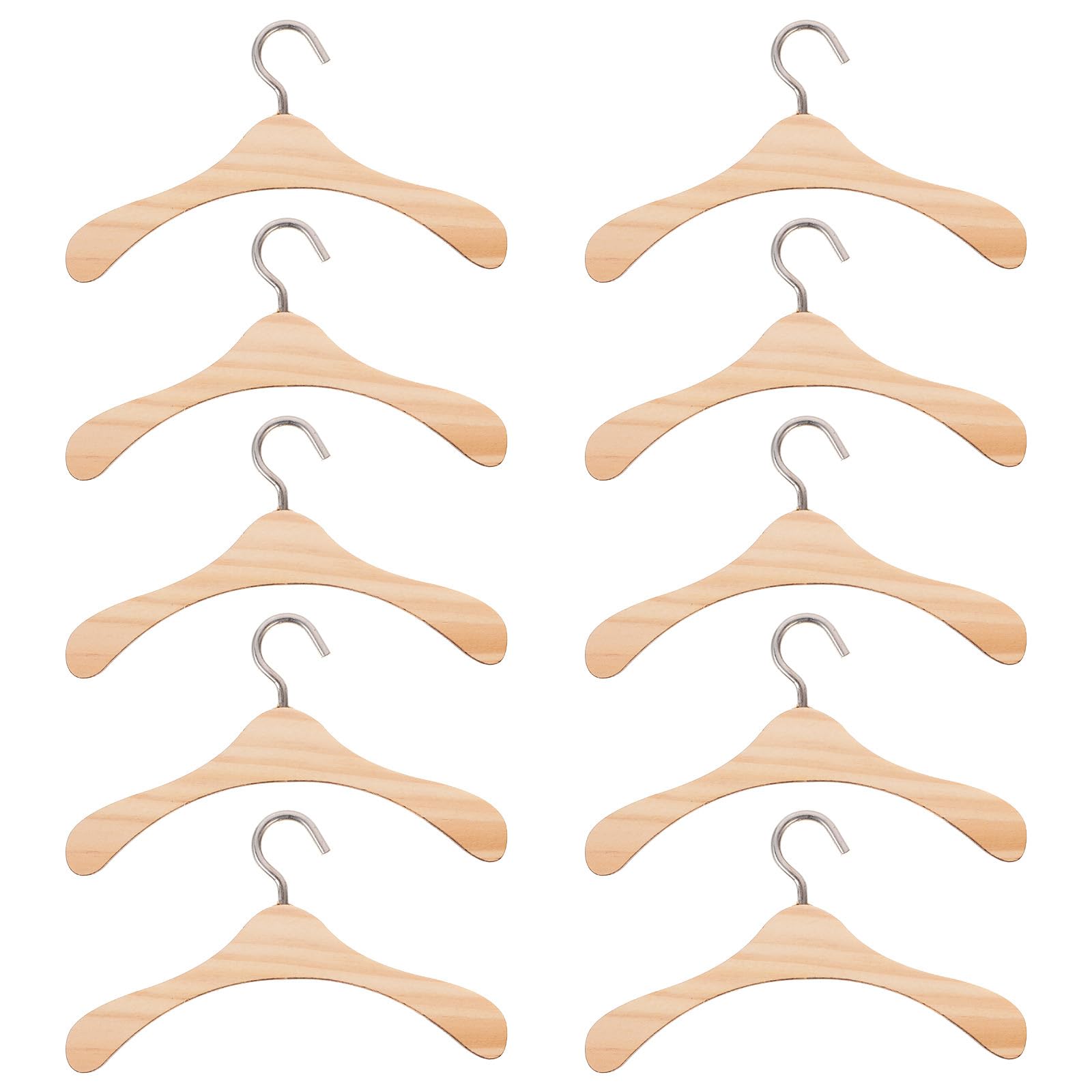 10pcs Mini Wooden Doll Clothes Hangers - 10cm Tiny Hangers for Dollhouse Wardrobe, Doll Closet Accessories - Perfect for Barbie, American Girl & DIY Doll Clothes Organization