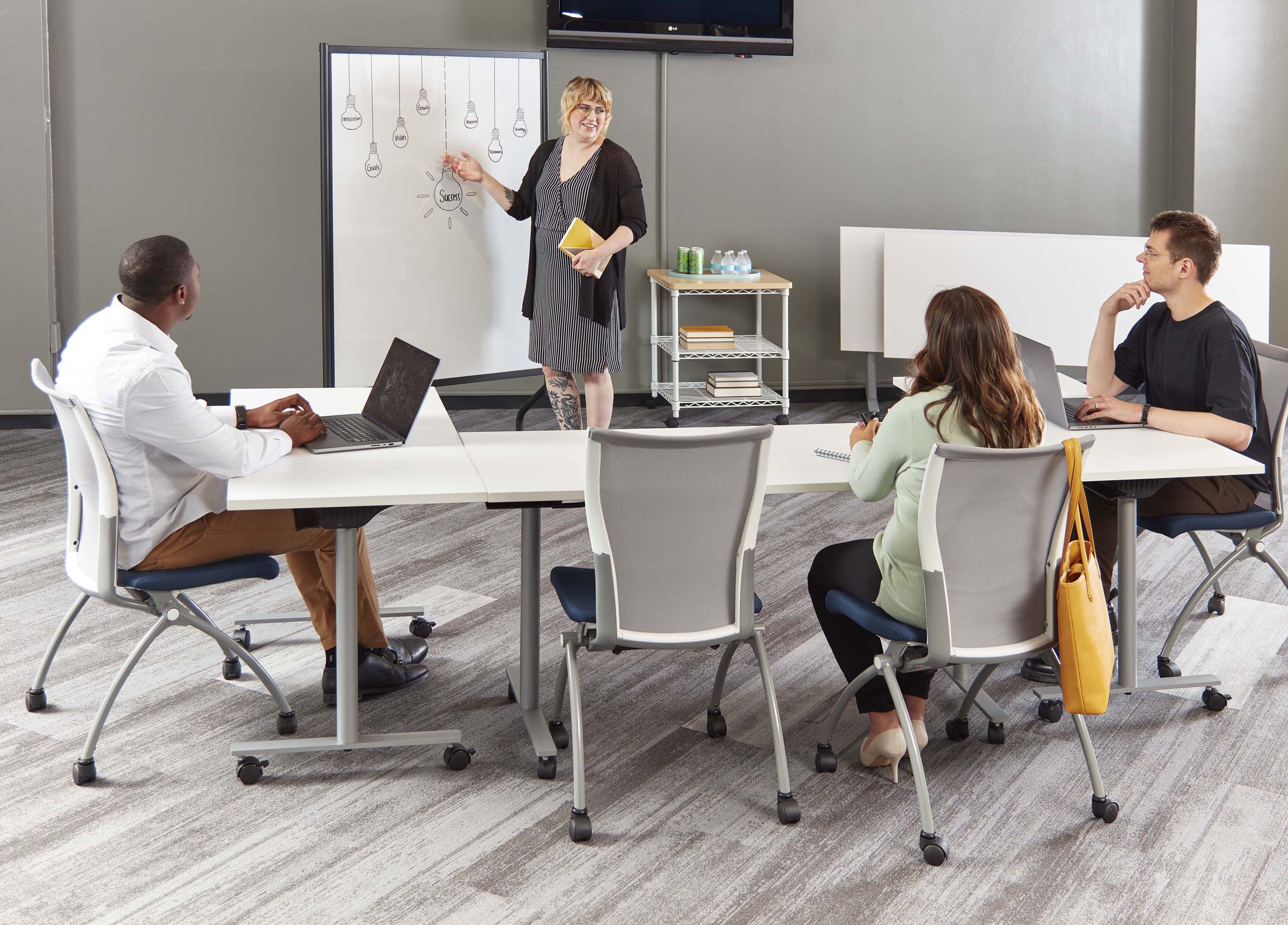 Safco JURNI 60 x 24 Inch Flip Top Table with Locking Casters [JN6024NFLPCA] - Perfect for Office, Classroom, and Home Workspace Use