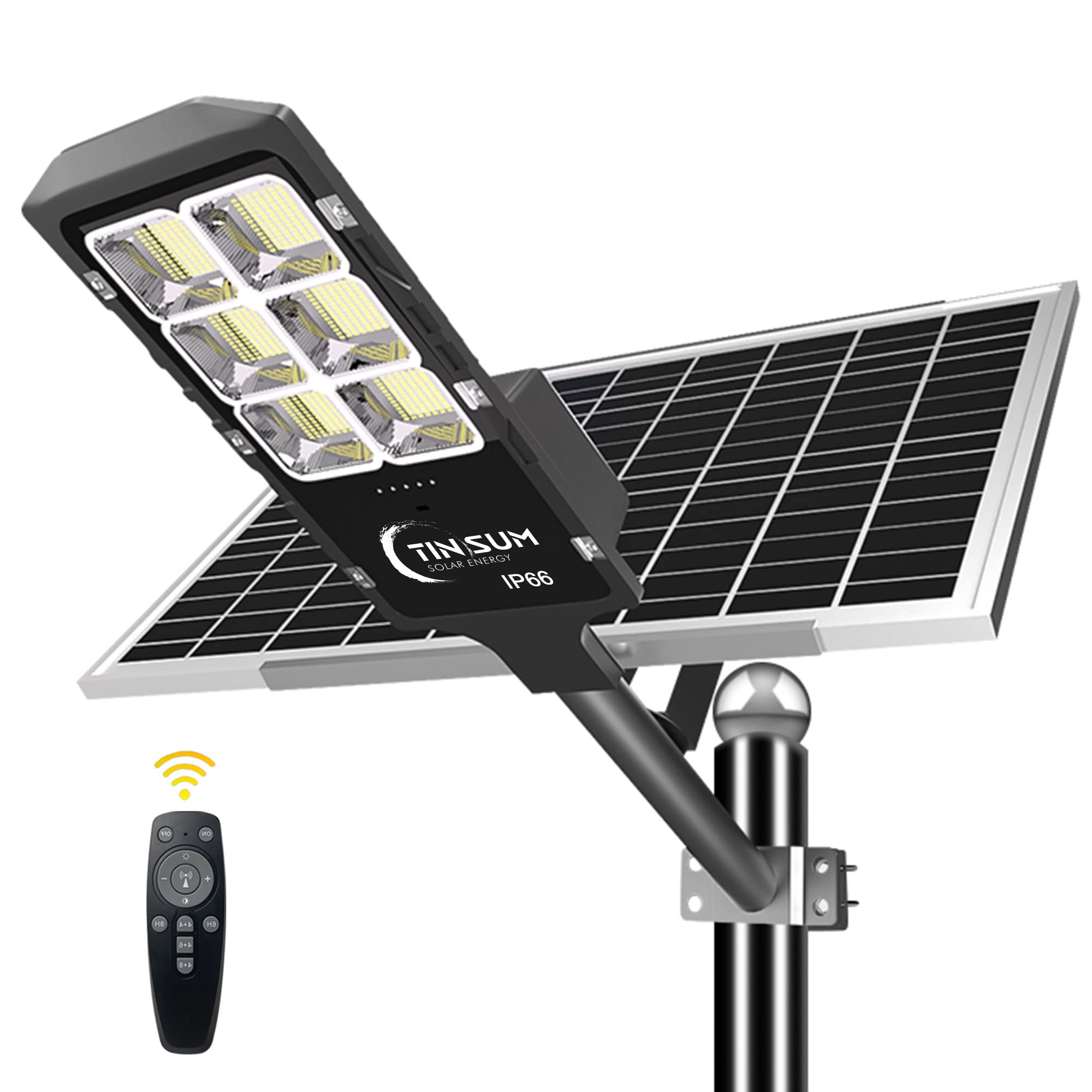 800W Solar LED Street Lights Outdoor - High Lumens Dusk to Dawn Security Lighting with Motion Sensor, Waterproof Solar Flood Light Fixture for Parking Lot, Garden, Yard, Court | Perfect for Stadium, Driveway & Pathway Lighting