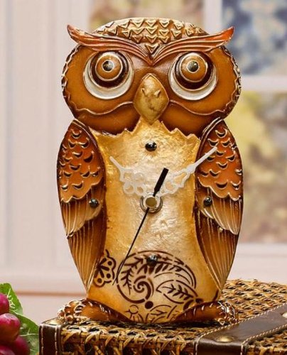 Owl Desk Clock with Capiz Shell and Metal Design - Elegant Home & Office Decor for Stylish Workspaces