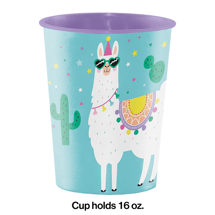 12-Pack Bulk Llama Themed 16 oz Plastic Cups for Parties, Birthdays & Summer BBQs - Colorful Disposable Drinkware for Kids & Adults