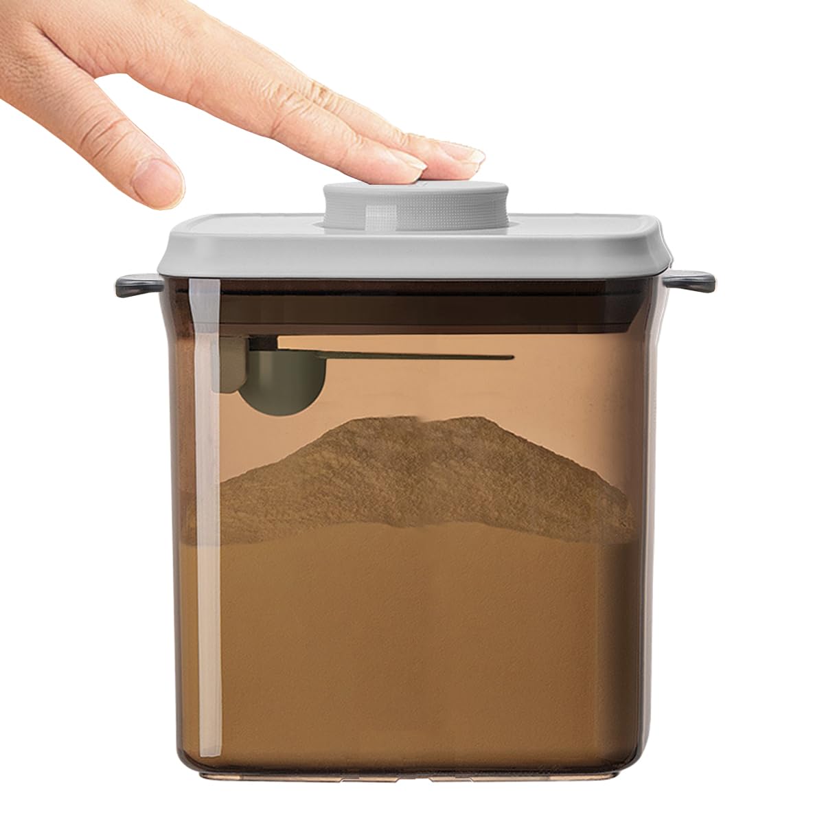 1700ml/730g Airtight Formula Dispenser with Scoop & Scraper | BPA-Free Baby Powder Container | One-Touch Pop-Up Design for Easy Access | Perfect for Travel, Daycare & On-the-Go Feeding (Dark Brown)