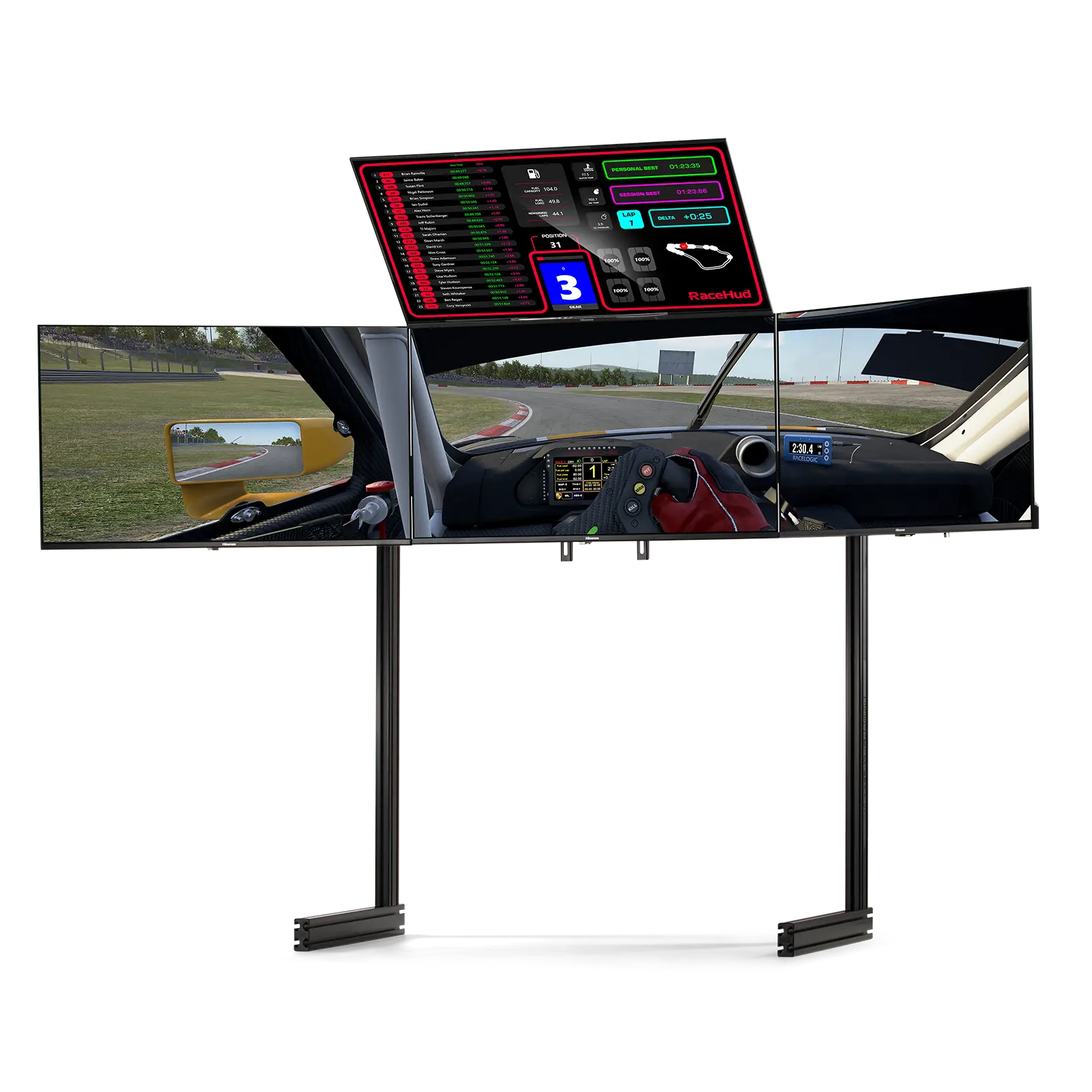 Next Level Racing ELITE Free Standing Quad Monitor Stand - Black | Heavy Duty Racing Simulator Cockpit Stand for Gaming & Flight Simulation | Perfect for Home & Professional Racing Setups