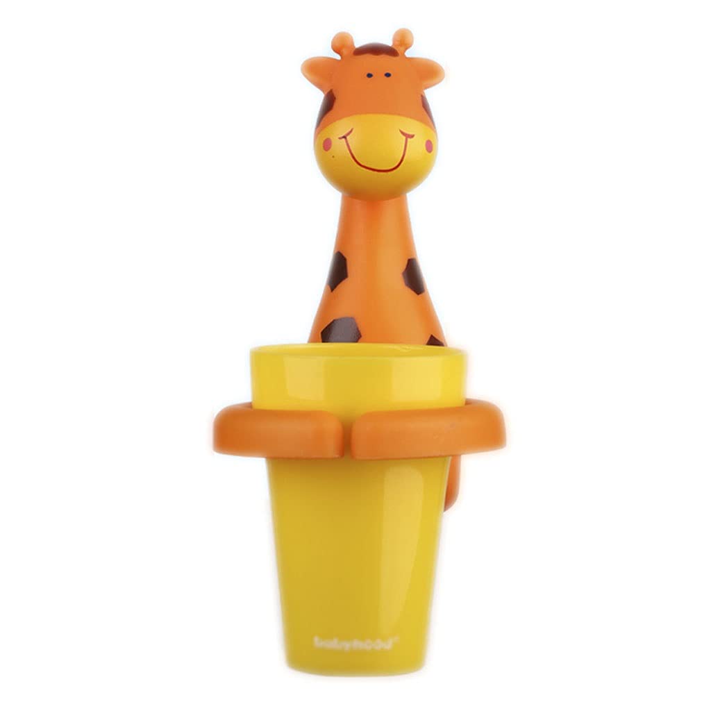 Cute Giraffe Toothbrush Holder for Kids - Wall Mount Bathroom Organizer with Toothbrush & Tumbler Dispenser - Yellow Animal-Themed Toothbrush Stand for Children's Bathroom Decor & Organization
