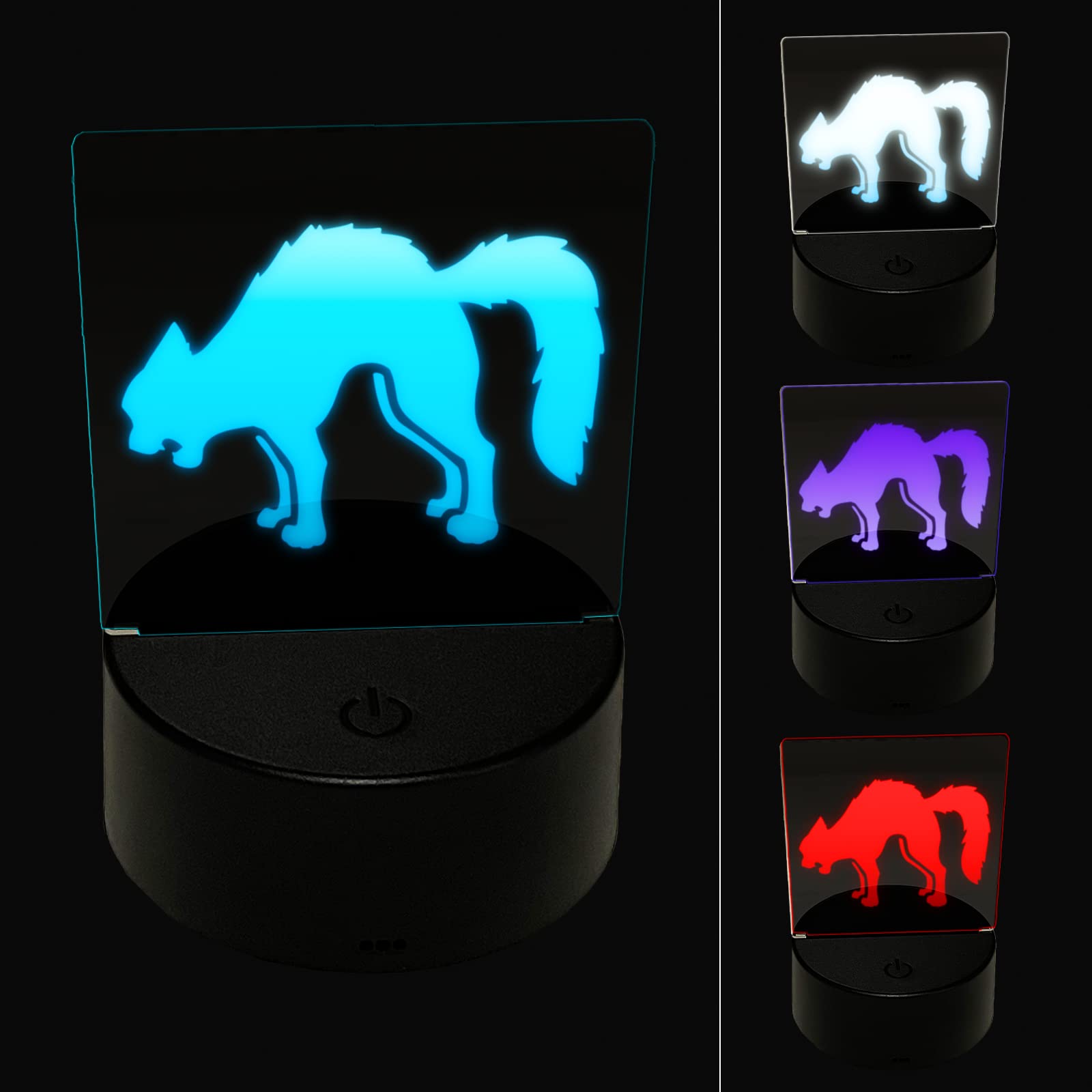 Scary Hissing Black Cat 3D LED Night Light - Halloween Decor, Desk & Nightstand Lamp for Spooky Home, Kids Room, or Party Decorations