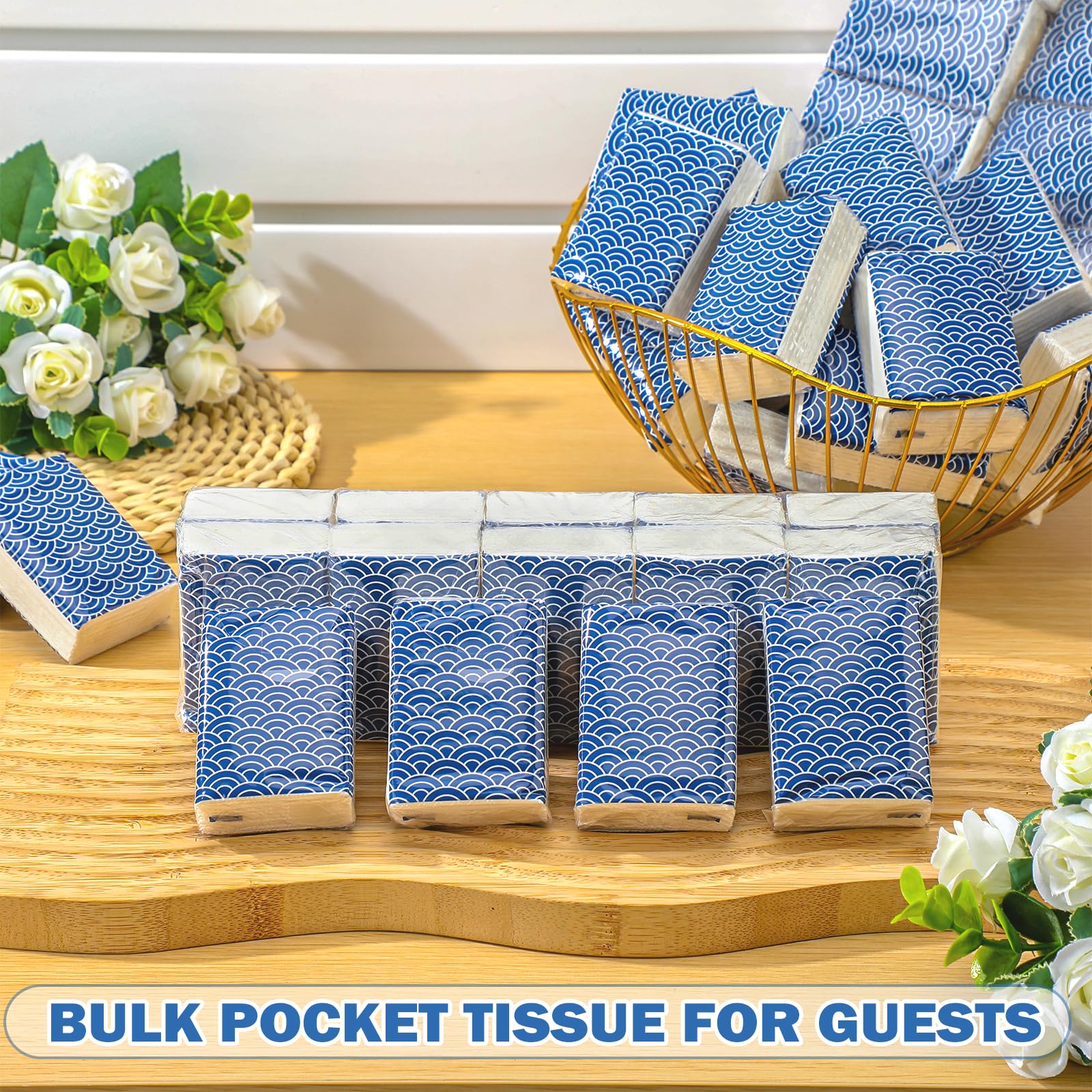 Honoson 200 Pack Travel Tissues Bulk - 2000 Sheet Pocket Size 3-Ply Facial Tissues for Office, Car, School & Daily Use | Portable Mini Tissues for Travel, Gym, Purse & Emergency Kits (Cool)