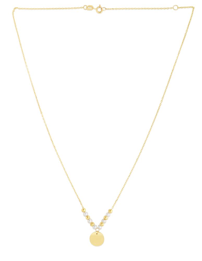 14K Gold & Pearl Pallina Disc Necklace - Elegant Dainty Jewelry for Women, Perfect for Weddings, Parties & Everyday Wear