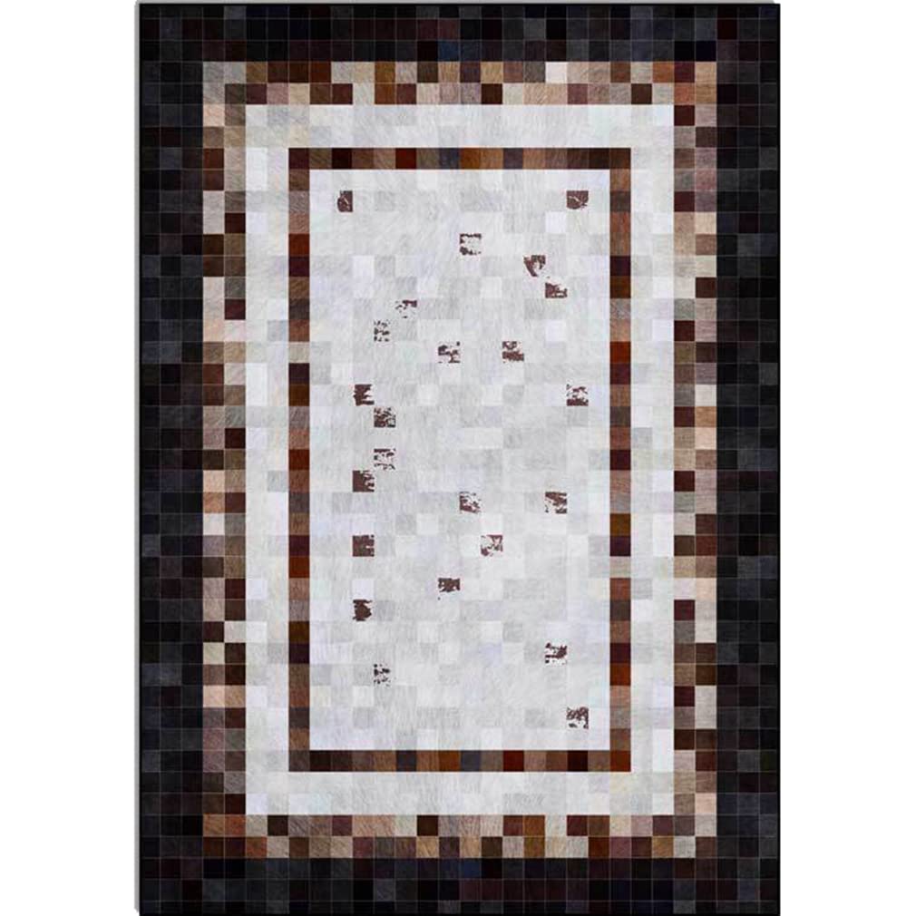 Modern Geometric Area Rug - Non-Slip Soft Indoor/Outdoor Carpet for Living Room, Bedroom, Kitchen Runner (2.6'x4', Brown) | Luxury Contemporary Border Design for Courtyard, Door Mats & High-Traffic Areas