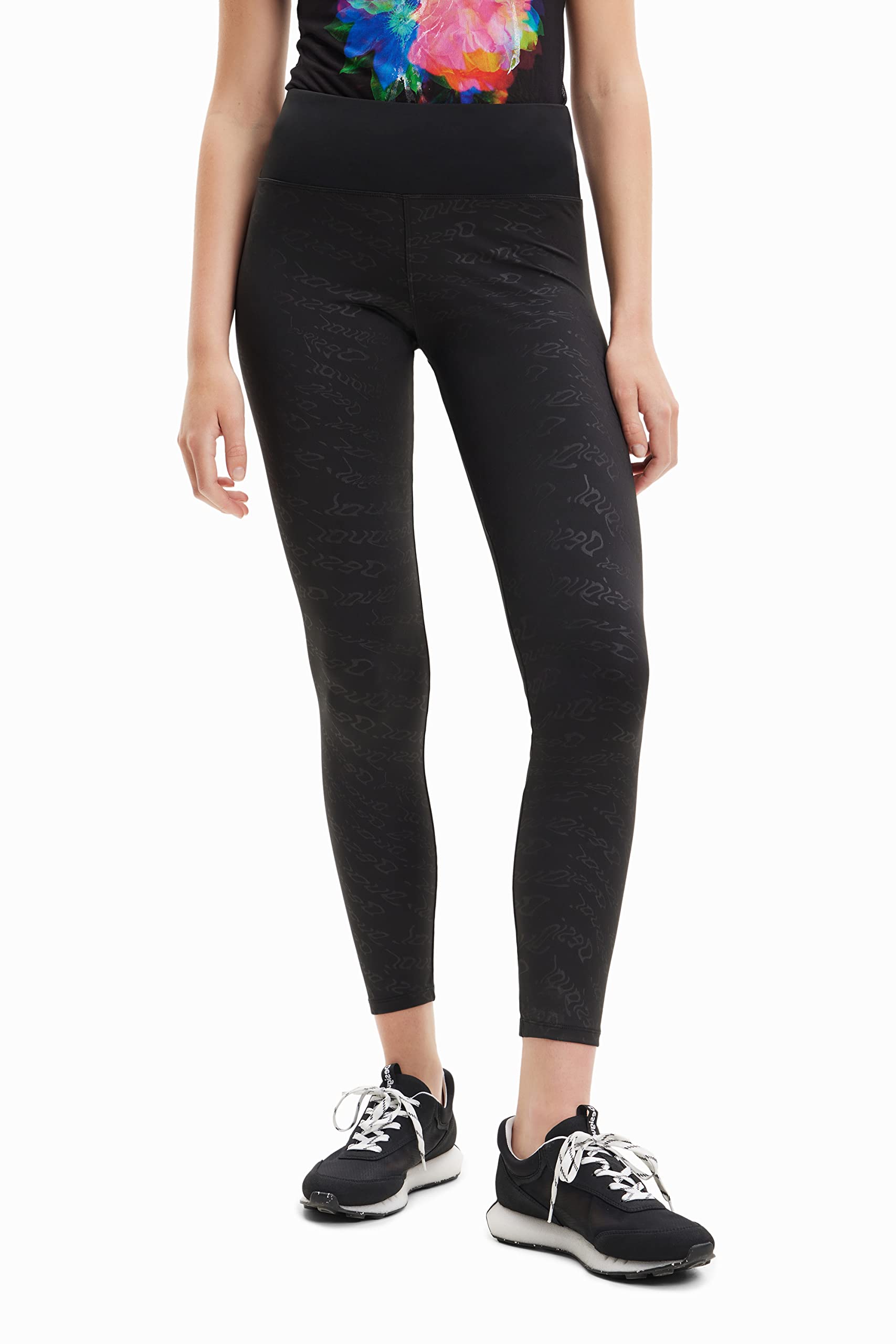 Desigual Women's Stretchy Knit Leggings - Comfortable High Waist Yoga Pants for Workout, Running & Casual Wear