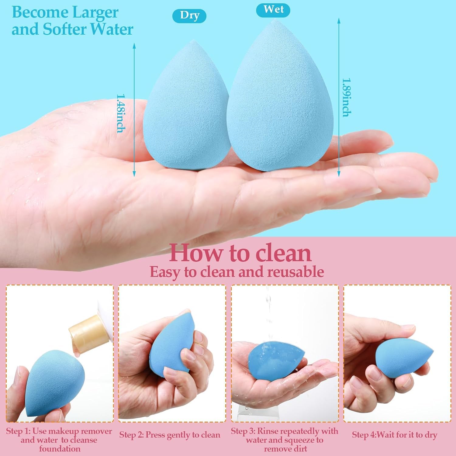 Premium 11-Piece Makeup Sponge Set - Jibaro Beauty Blender with Egg Case, Soft Latex-Free Sponges for Liquid Foundation, Cream & Powder (4 Large + 3 Mini + 4 Triangle) - Perfect for Professional Makeup, Travel & Everyday Beauty Routine