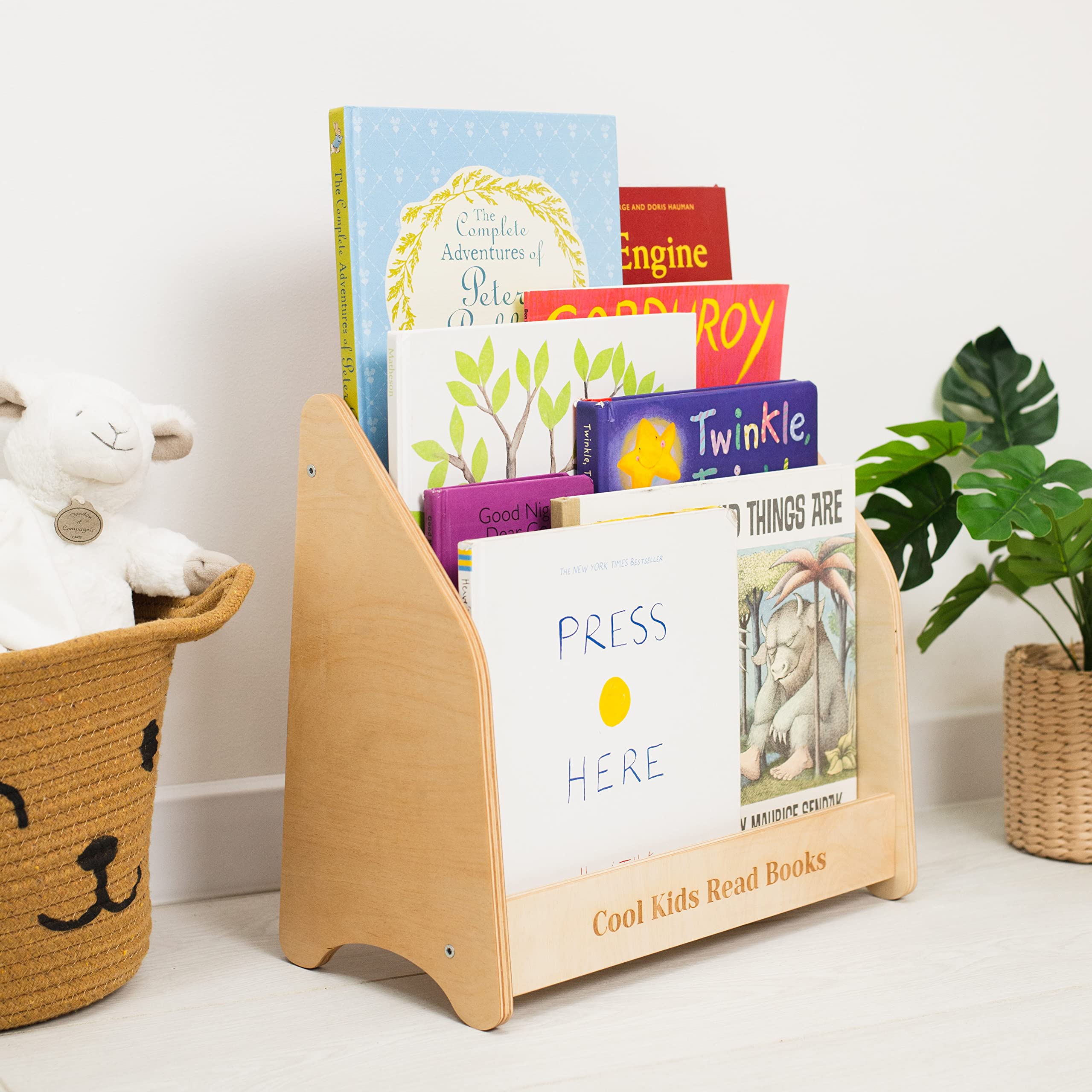 Montessori Bookcase for Kids - Wooden Bookshelf & Toy Storage Organizer for Toddler Room, Playroom, Nursery - Natural Wood Kids Furniture - Perfect Gift for 2nd & 3rd Birthday (Large Size, Dark Walnut Finish) - Ideal for Bedroom, Classroom & Daycare Organization